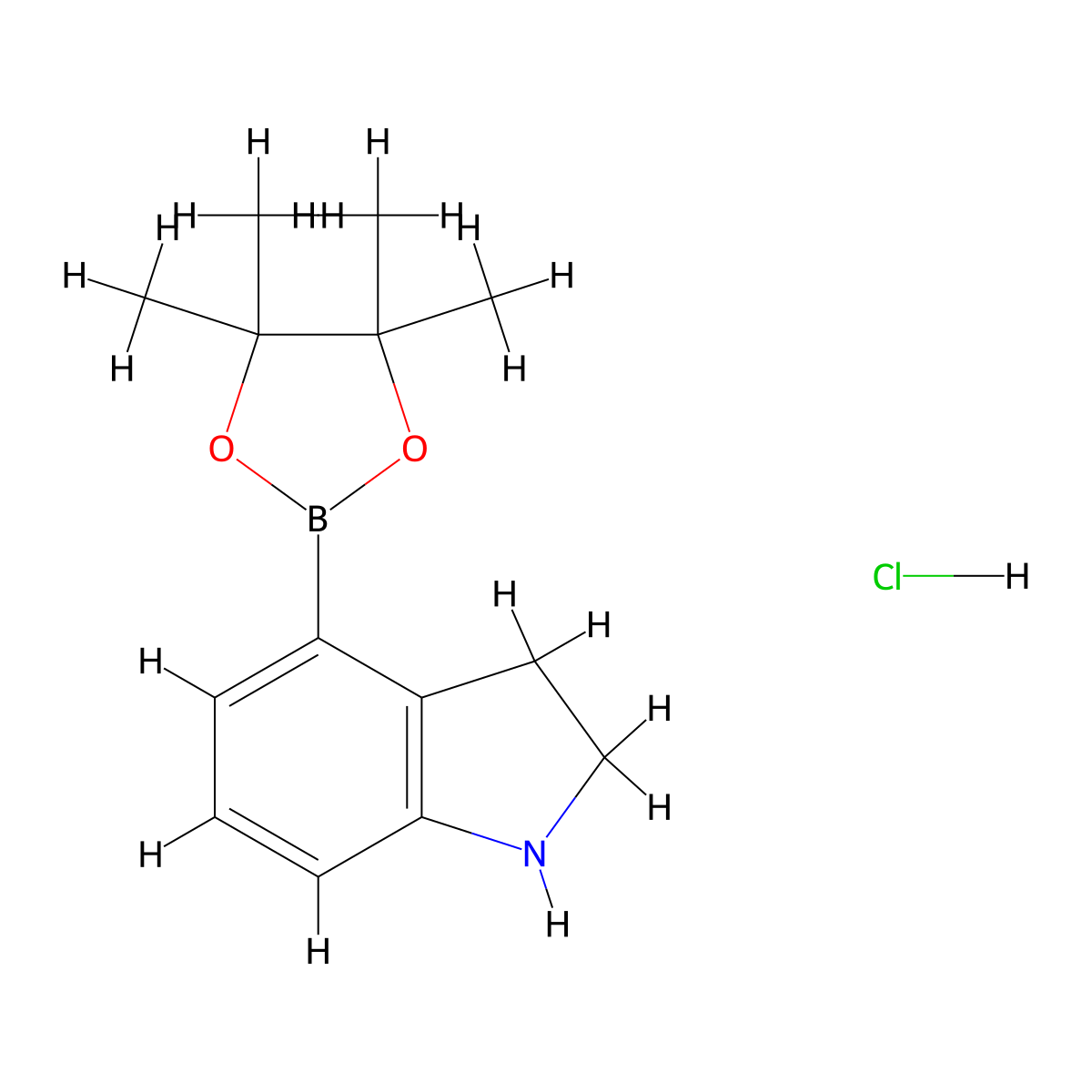 4-(4,4,5,5-tetramethyl-1,3,2-dioxaborolan-2-yl)-2,3-dihydro-1H-indole hydrochloride molecular structure, CAS 2377609-02-2