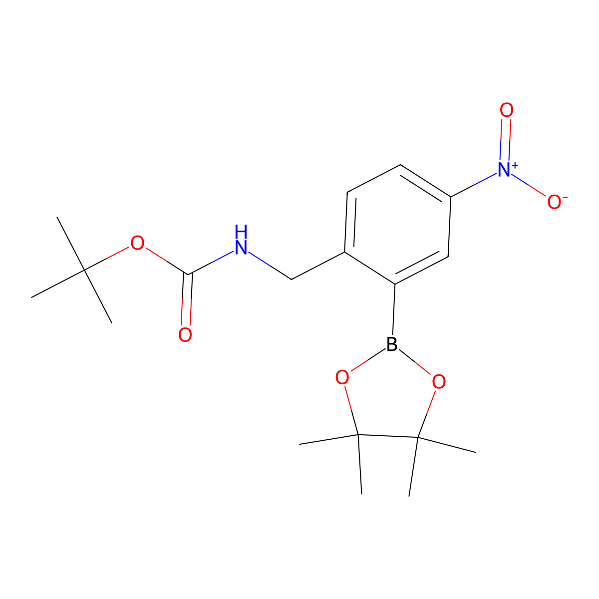 2-(N-BOC-Aminomethyl)-5-nitrophenylboronic acid pinacol ester molecular structure, CAS 2377609-03-3