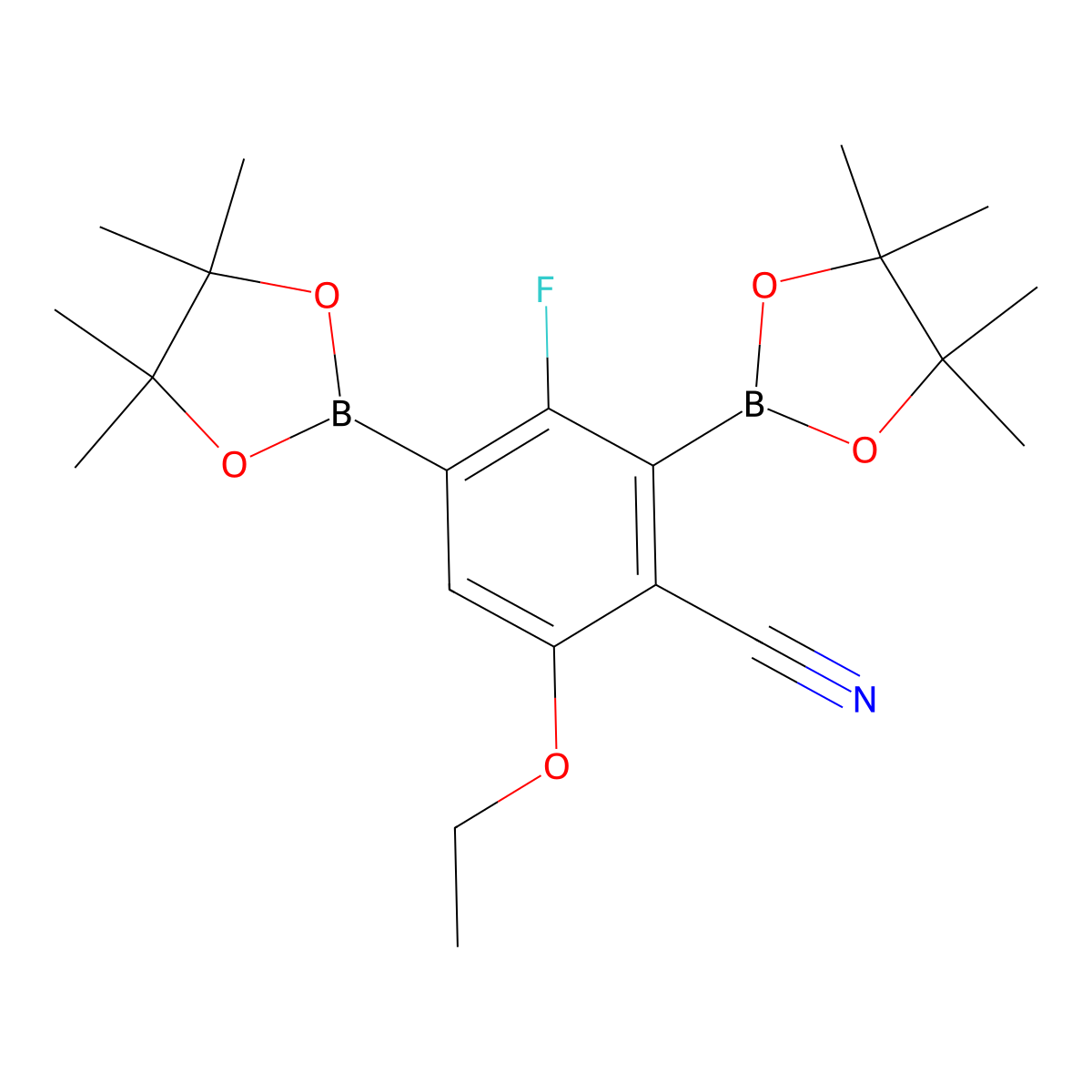 6-Ethoxy-3-fluoro-2,4-bis(tetramethyl-1,3,2-dioxaborolan-2-yl)benzonitrile molecular structure, CAS 2377609-04-4