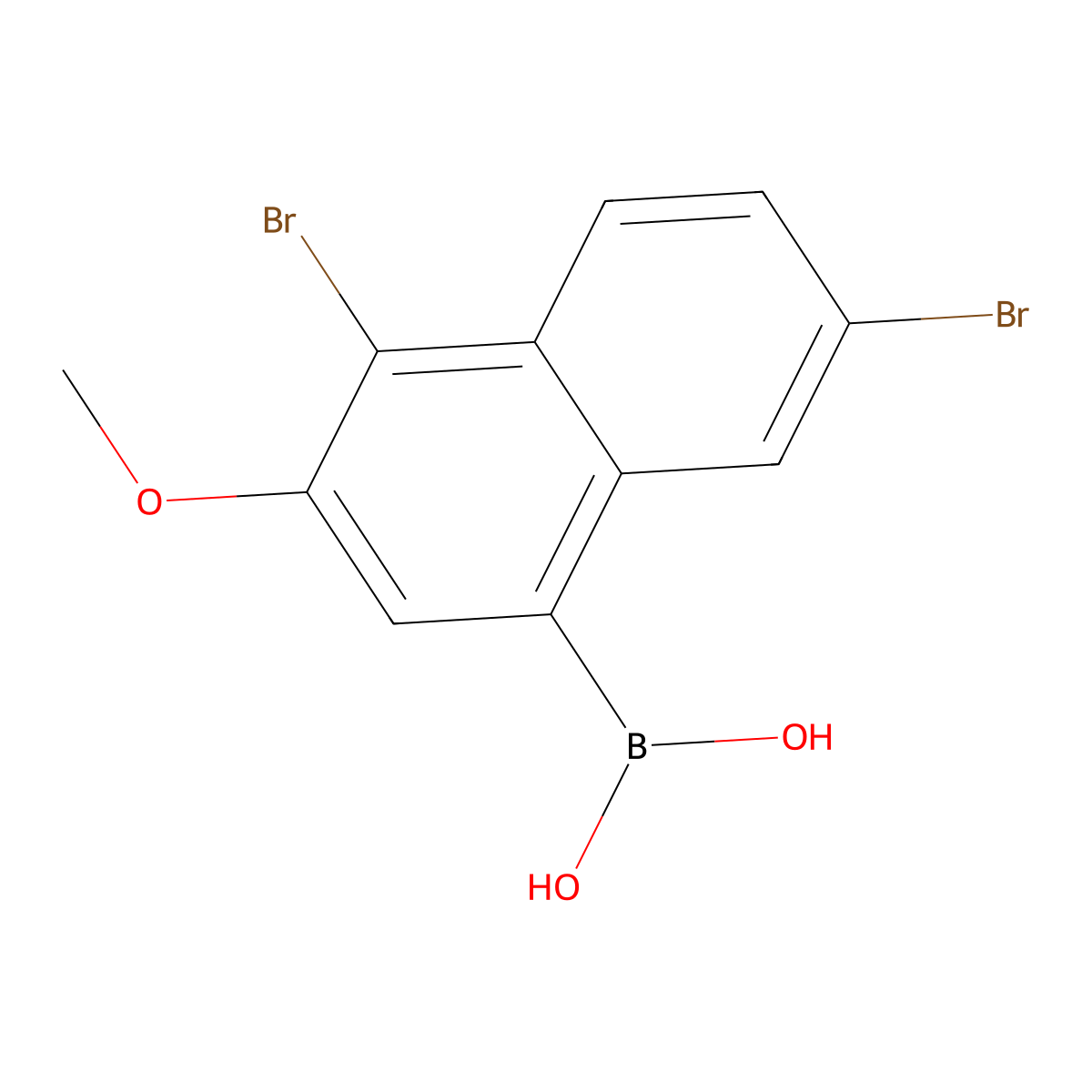 4,7-Dibromo-3-methoxynaphthalene-1-boronic acid molecular structure, CAS 2377609-05-5