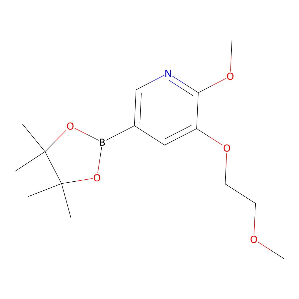 2-Methoxy-3-(2-methoxyethoxy)-5-(tetramethyl-1,3,2-dioxaborolan-2-yl)pyridine molecular structure, CAS 2377609-09-9