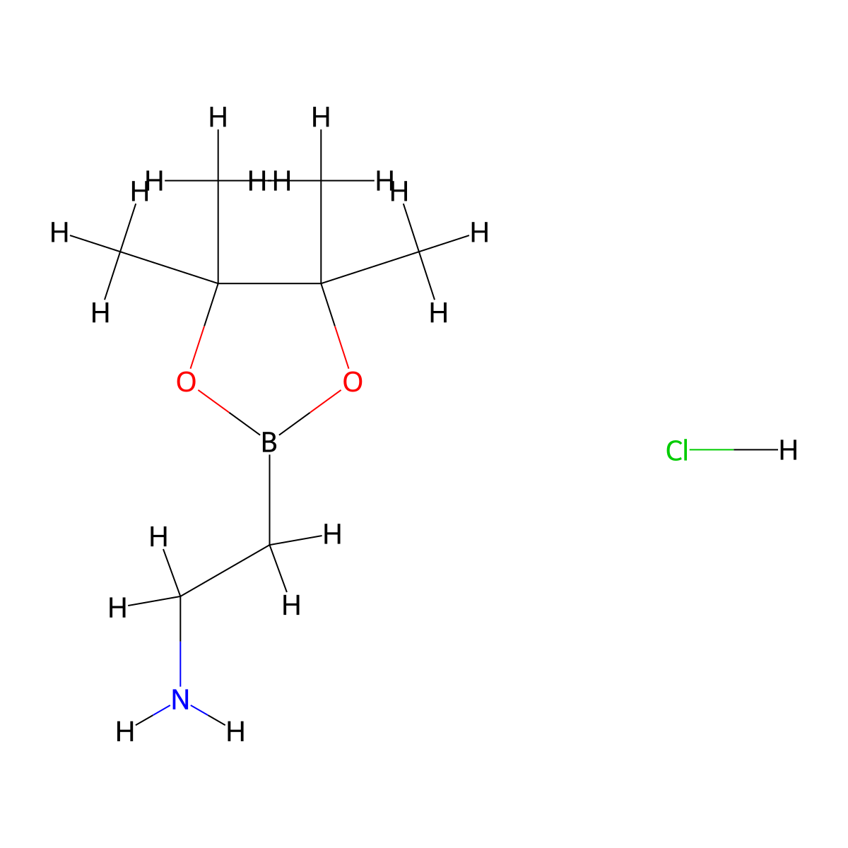 2-Aminoethylboronic acid pinacol ester, HCl molecular structure, CAS 2377609-24-8