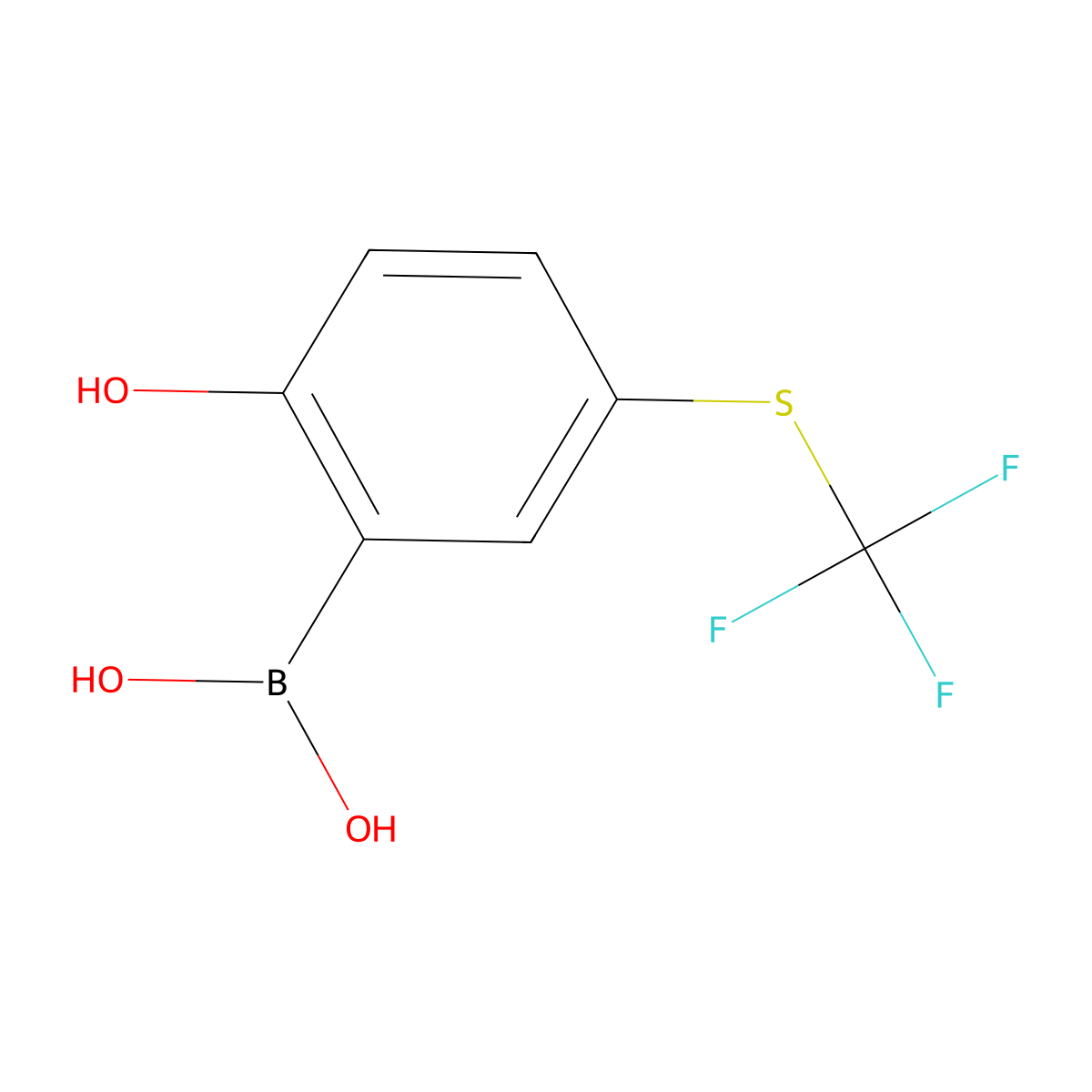 2-Hydroxy-5-(trifluoromethylthio)phenylboronic acid molecular structure, CAS 2377609-27-1