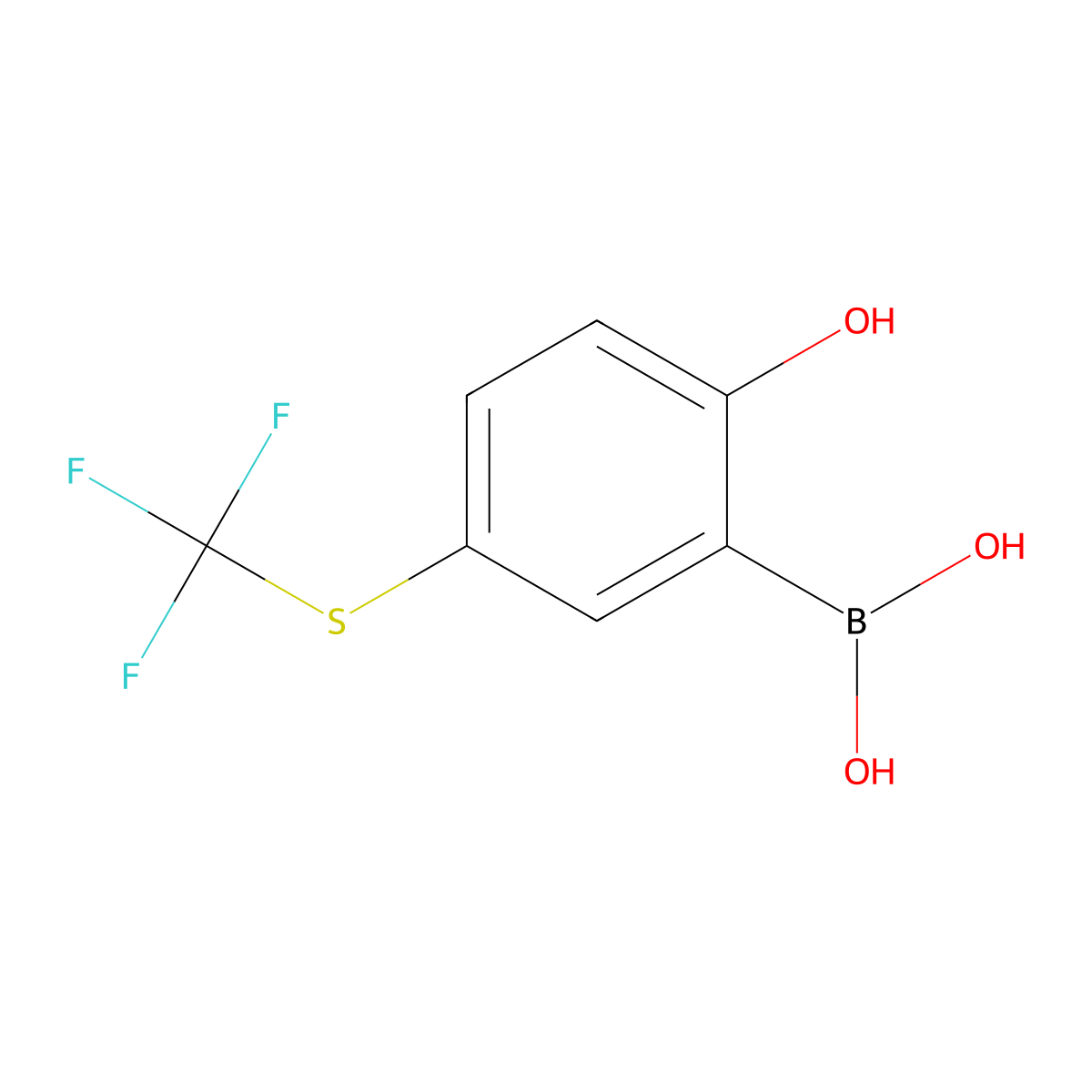 2-Hydroxy-5-(trifluoromethylthio)phenylboronic acid molecular structure, CAS 2377609-27-1