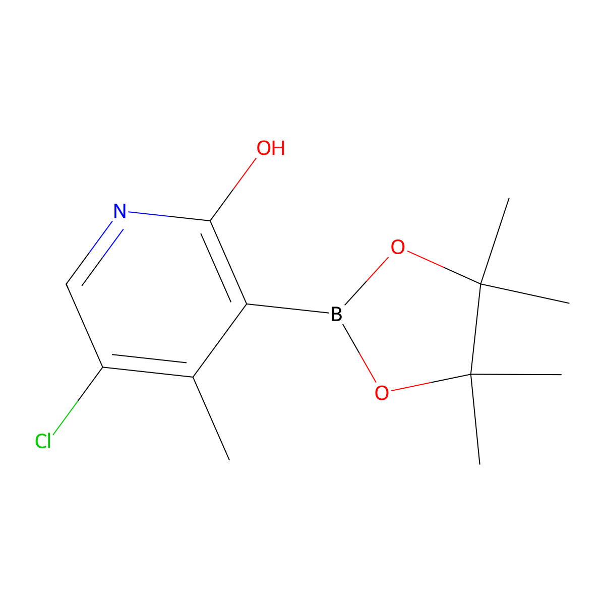 5-Chloro-4-methyl-3-(tetramethyl-1,3,2-dioxaborolan-2-yl)pyridin-2-ol molecular structure, CAS 2377609-35-1