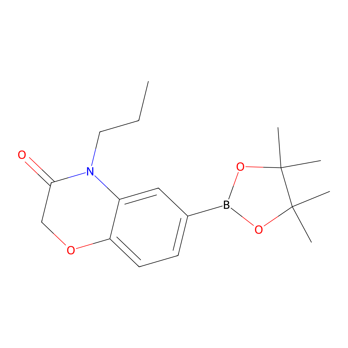 4-Propyl-6-(tetramethyl-1,3,2-dioxaborolan-2-yl)-3,4-dihydro-2h-1,4-benzoxazin-3-one molecular structure, CAS 2377609-36-2