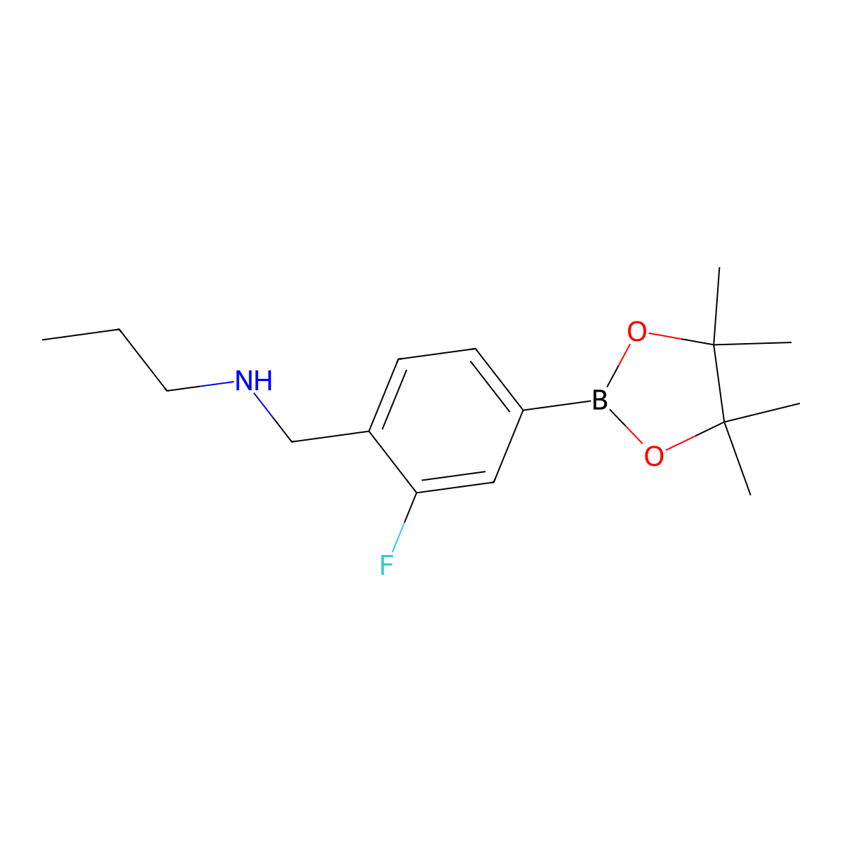 3-Fluoro-4-(propylaminomethyl)phenylboronic acid, pinacol ester molecular structure, CAS 2377609-37-3