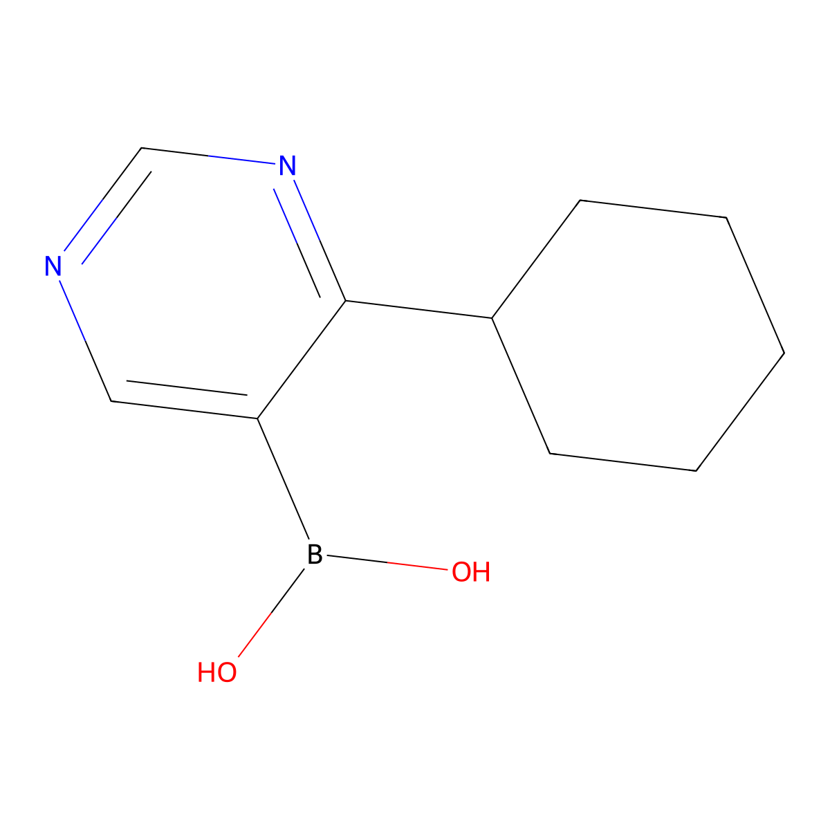 (4-Cyclohexylpyrimidin-5-yl)boronic acid molecular structure, CAS 2377609-39-5