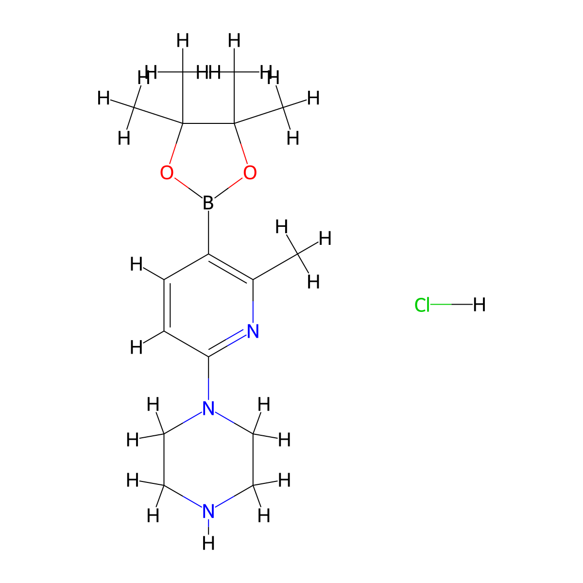 1-[6-Methyl-5-(tetramethyl-1,3,2-dioxaborolan-2-yl)pyridin-2-yl]piperazine hydrochloride molecular structure, CAS 2377609-42-0
