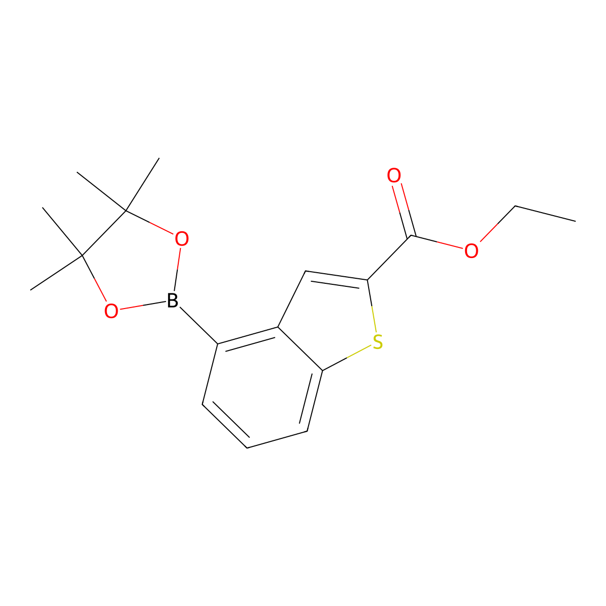 Ethyl 4-(4,4,5,5-tetramethyl-1,3,2-dioxaborolan-2-yl)benzo[b]thiophene-2-carboxylate molecular structure, CAS 2377609-47-5