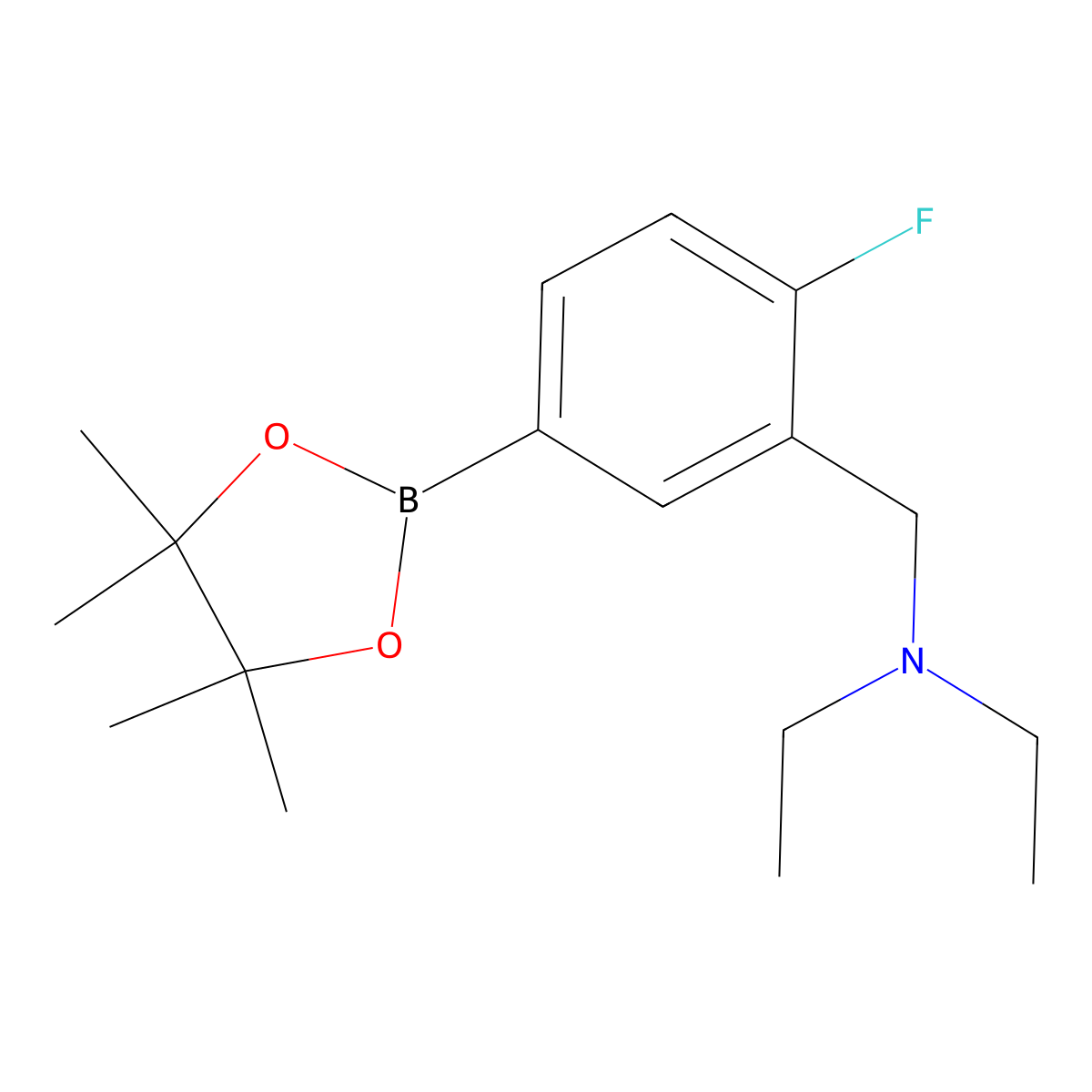 3-(N-Diethylamino)methyl-4-fluorophenylboronic acid pinacol ester molecular structure, CAS 2377609-50-0