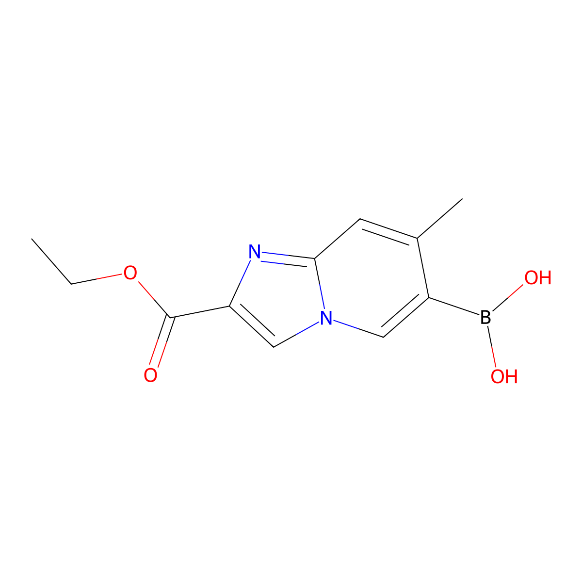2-Ethoxycarbonyl-7-methylimidazo[1,2-a]pyridine-6-boronic acid molecular structure, CAS 2377609-52-2