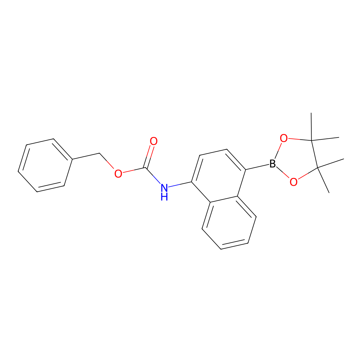 Benzyl (4-(4,4,5,5-tetramethyl-1,3,2-dioxaborolan-2-yl)naphthalen-1-yl)carbamate molecular structure, CAS 2377609-60-2