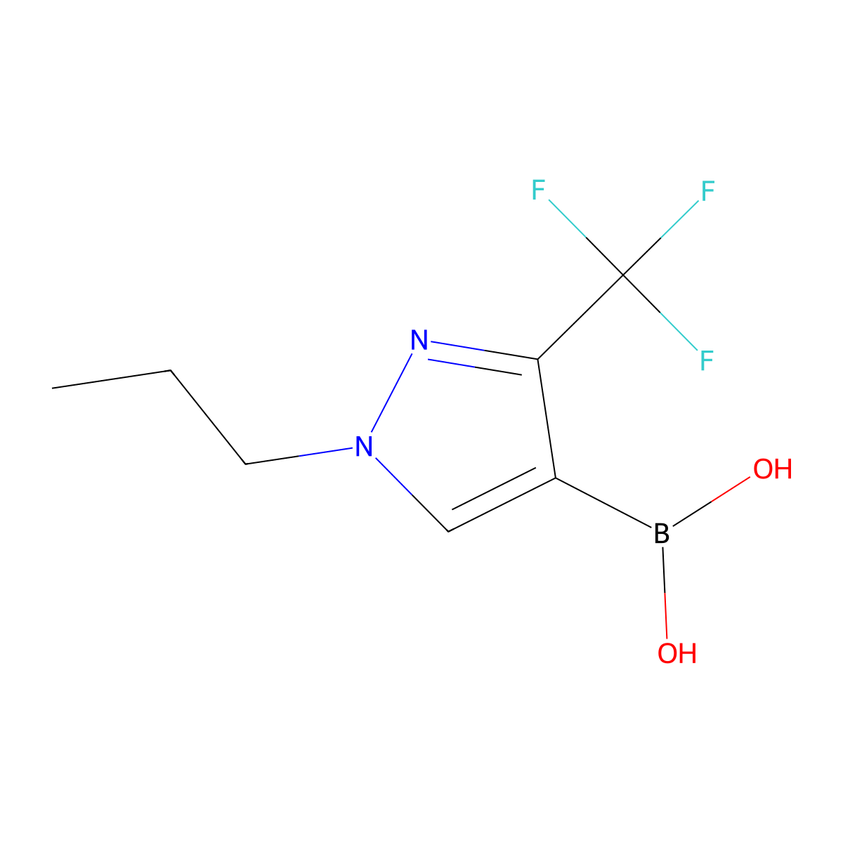 1-Propyl-3-(trifluoromethyl)pyrazole-4-boronic acid molecular structure, CAS 2377609-62-4