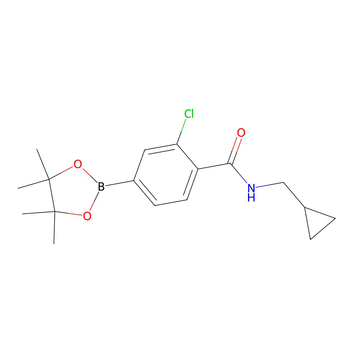 3-Chloro-4-(cyclopropylmethylcarbamoyl)phenylboronic acid pinacol ester molecular structure, CAS 2377609-63-5