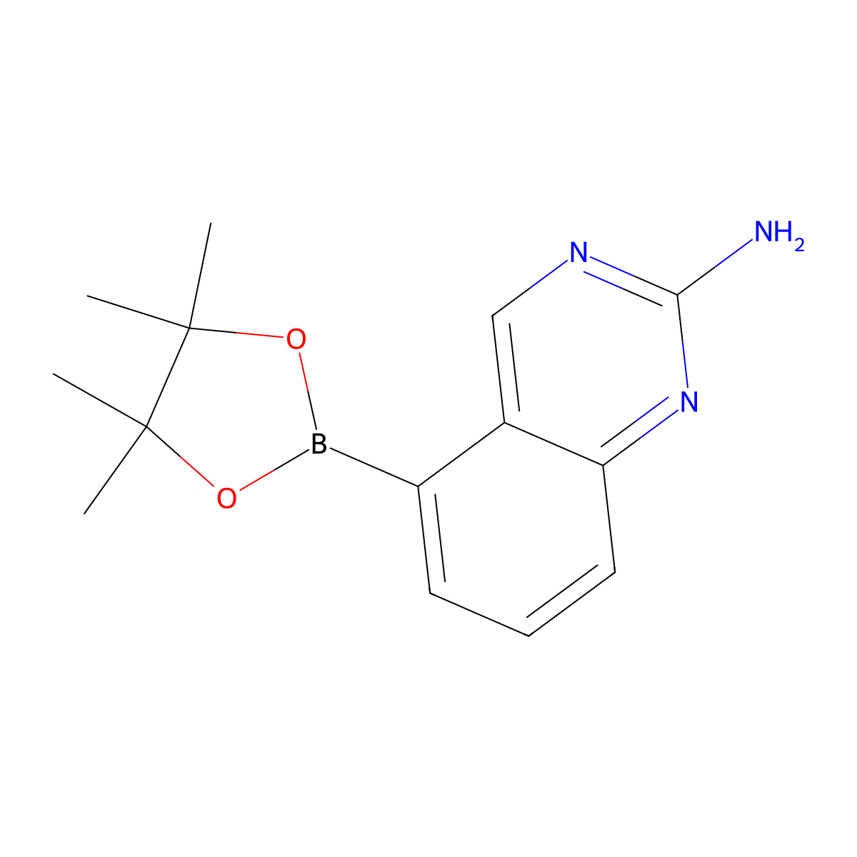 5-(4,4,5,5-Tetramethyl-1,3,2-dioxaborolan-2-yl)quinazolin-2-amine molecular structure, CAS 2377609-64-6
