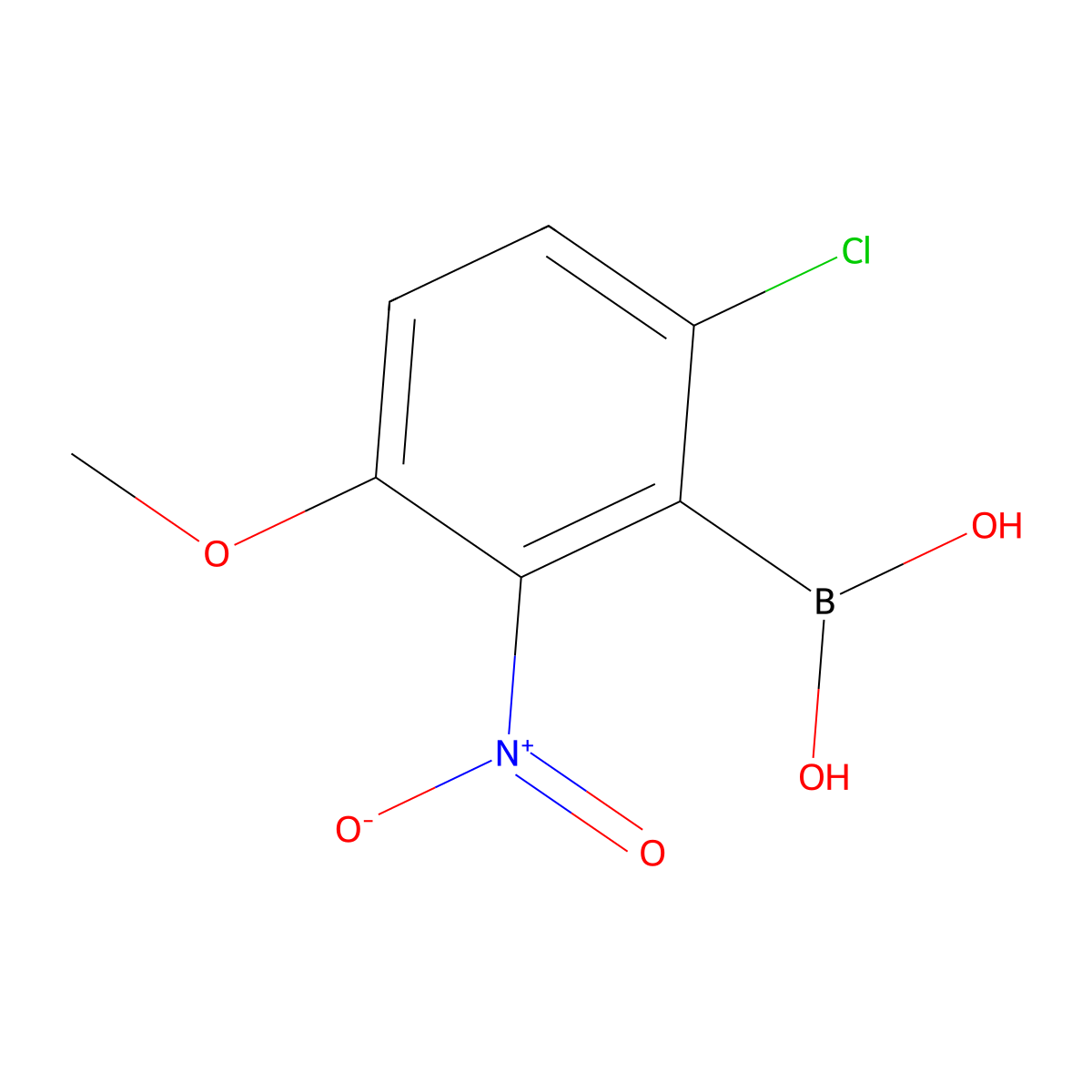 6-Chloro-3-methoxy-2-nitrophenylboronic acid molecular structure, CAS 2377609-70-4