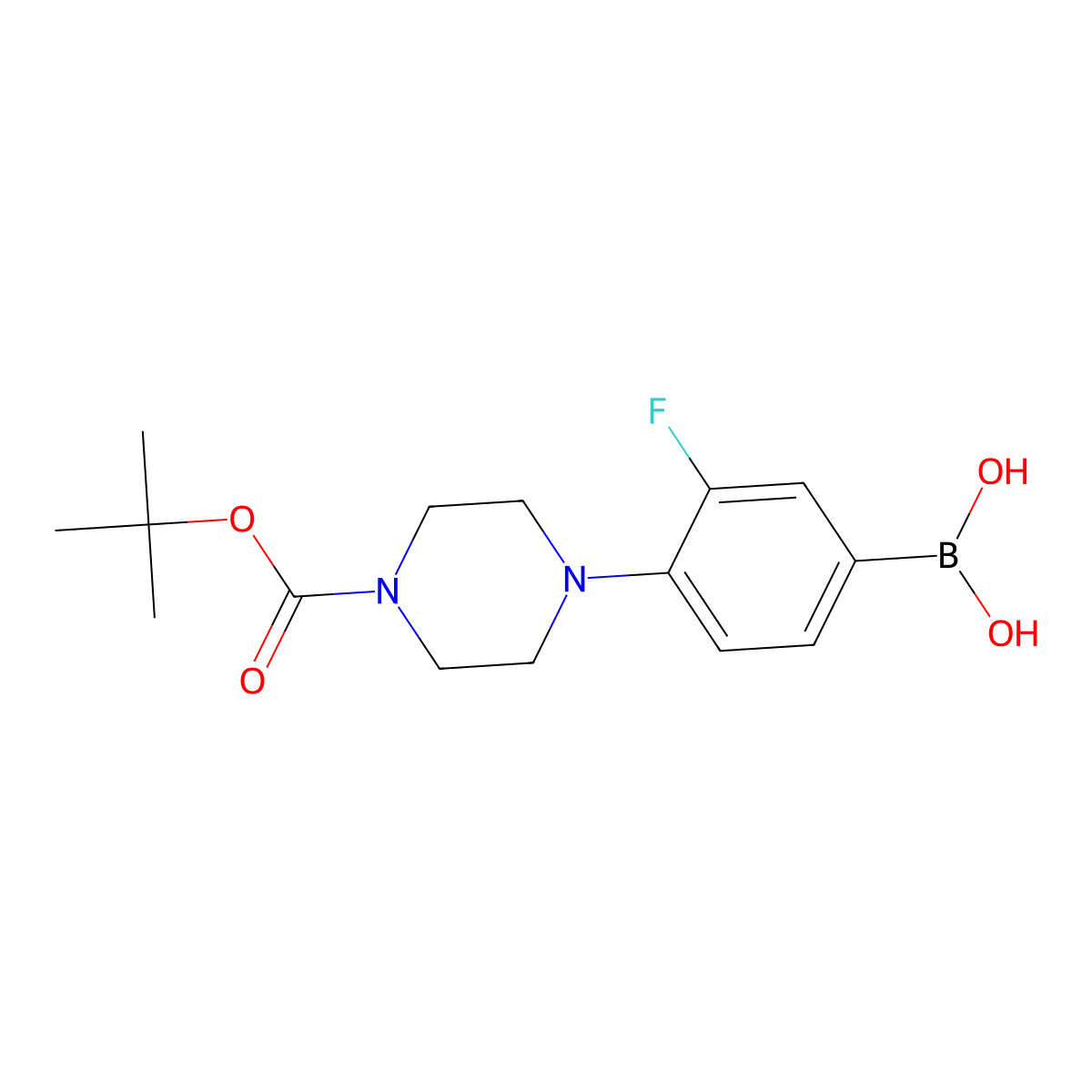 (4-{4-[(tert-Butoxy)carbonyl]piperazin-1-yl}-3-fluorophenyl)boronic acid molecular structure, CAS 2377609-73-7