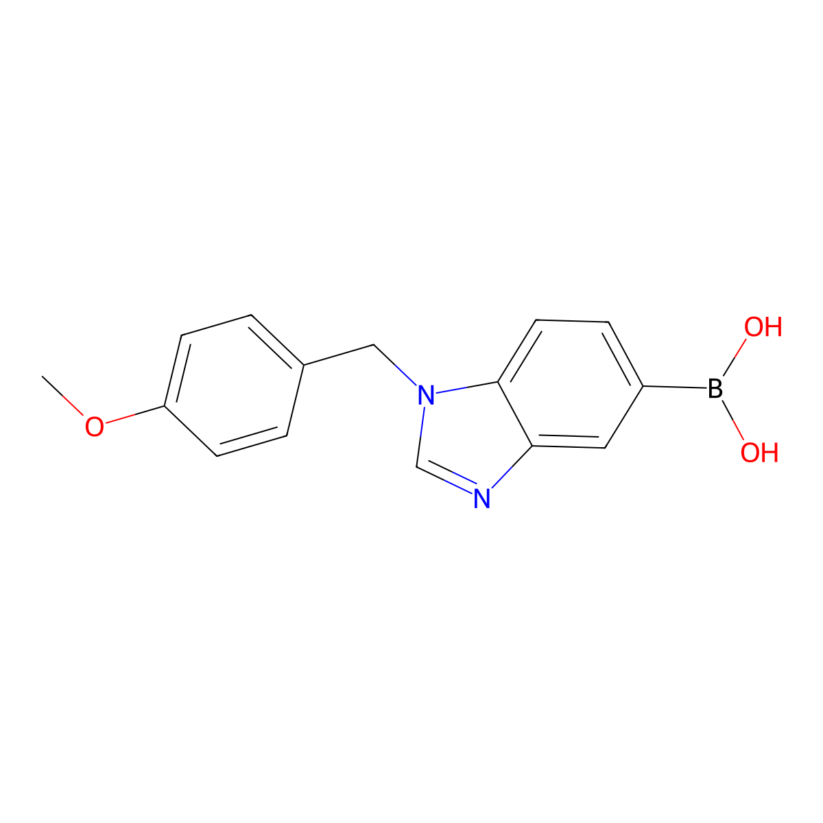 {1-[(4-Methoxyphenyl)methyl]-1,3-benzodiazol-5-yl}boronic acid molecular structure, CAS 2377609-78-2