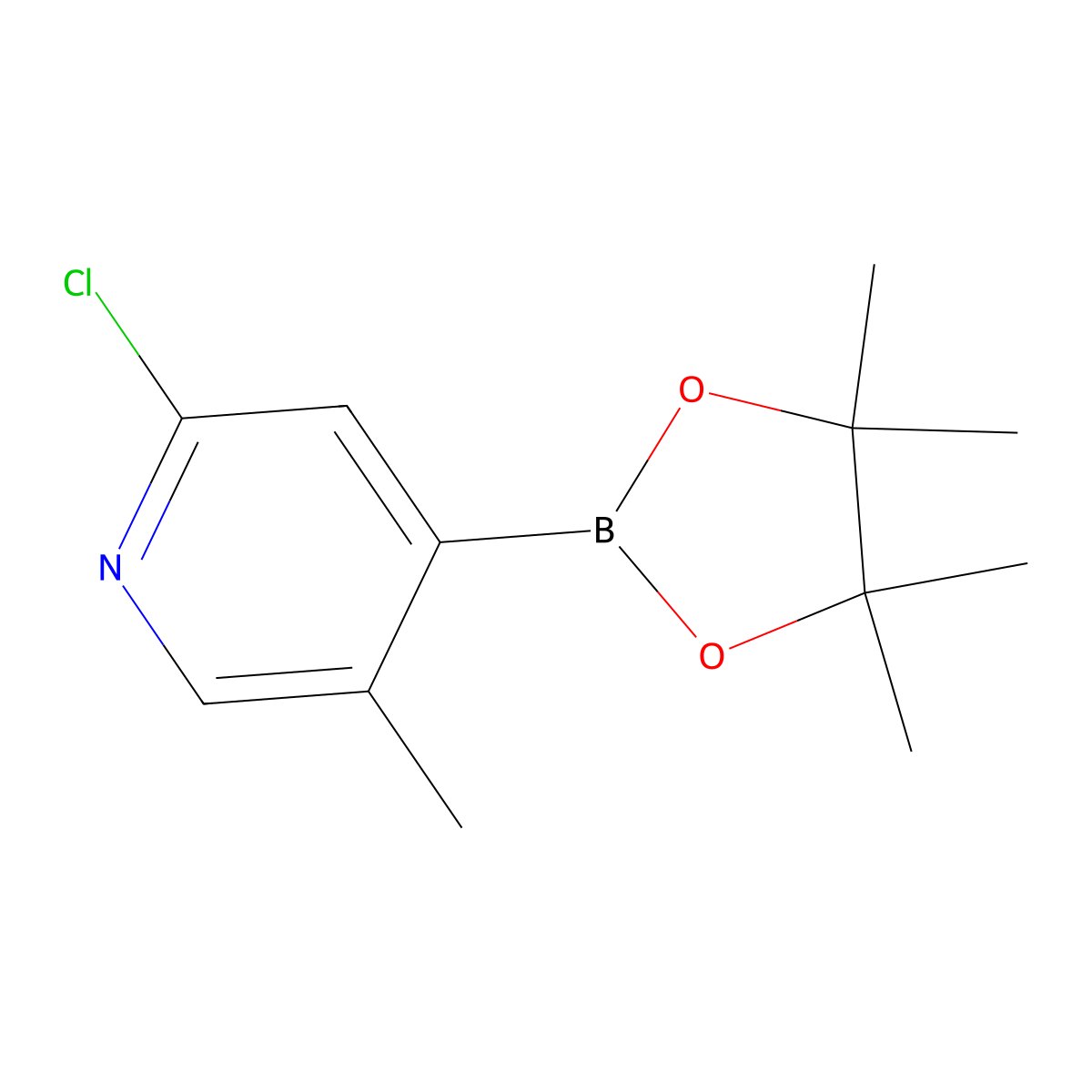 2-Chloro-5-methyl-4-(4,4,5,5-tetramethyl-1,3,2-dioxaborolan-2-yl)pyridine molecular structure, CAS 2377609-79-3