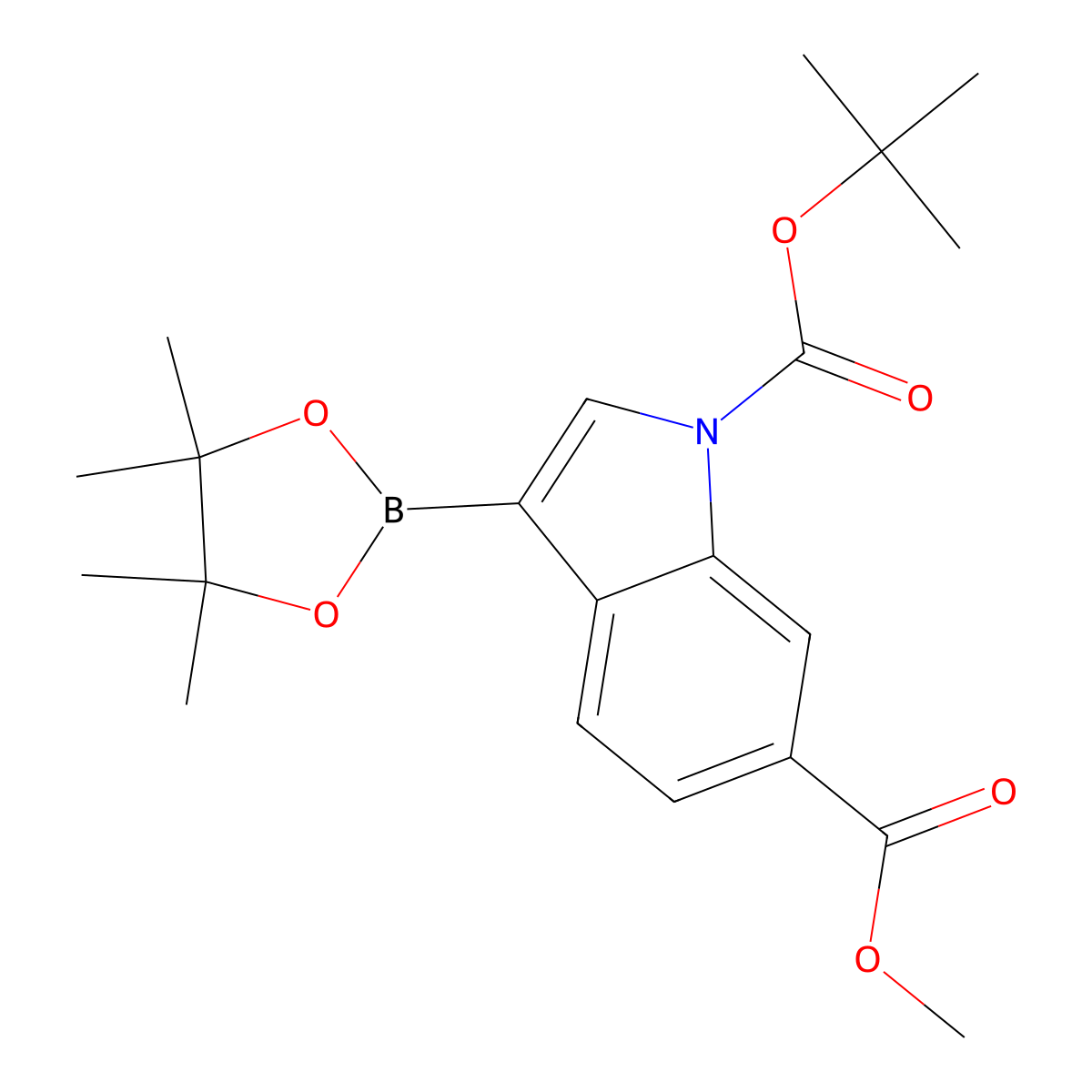 1-(tert-butyl) 6-Methyl 3-(4,4,5,5-tetramethyl-1,3,2-dioxaborolan-2-yl)-1H-indole-1,6-dicarboxylate molecular structure, CAS 2377609-81-7