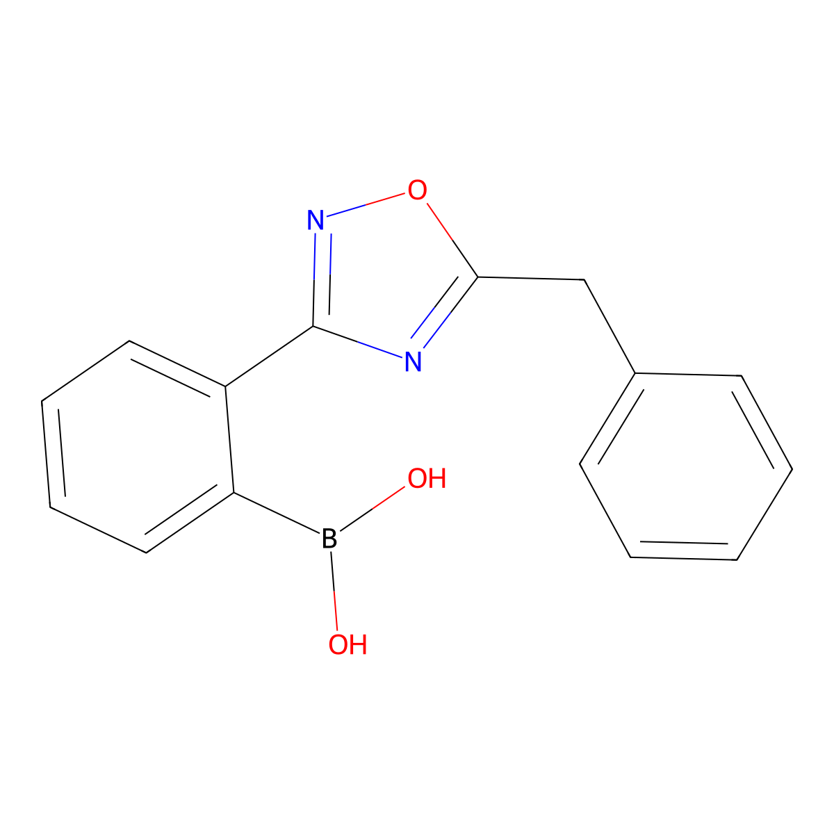 2-(5-Benzyl-1,2,4-oxadiazol-3-YL)phenylboronic acid molecular structure, CAS 2377609-83-9