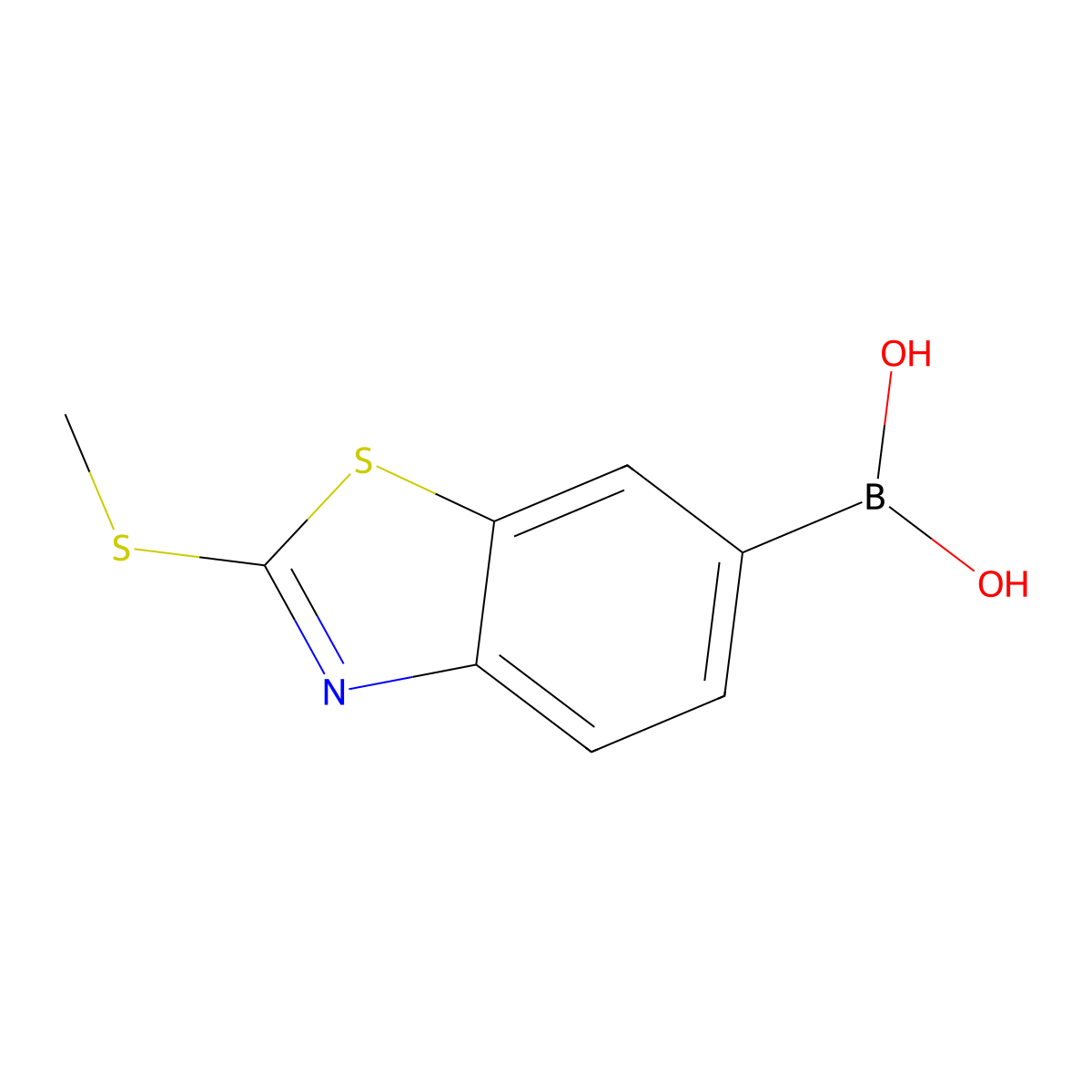 [2-(Methylsulfanyl)-1,3-benzothiazol-6-yl]boronic acid molecular structure, CAS 2377609-84-0