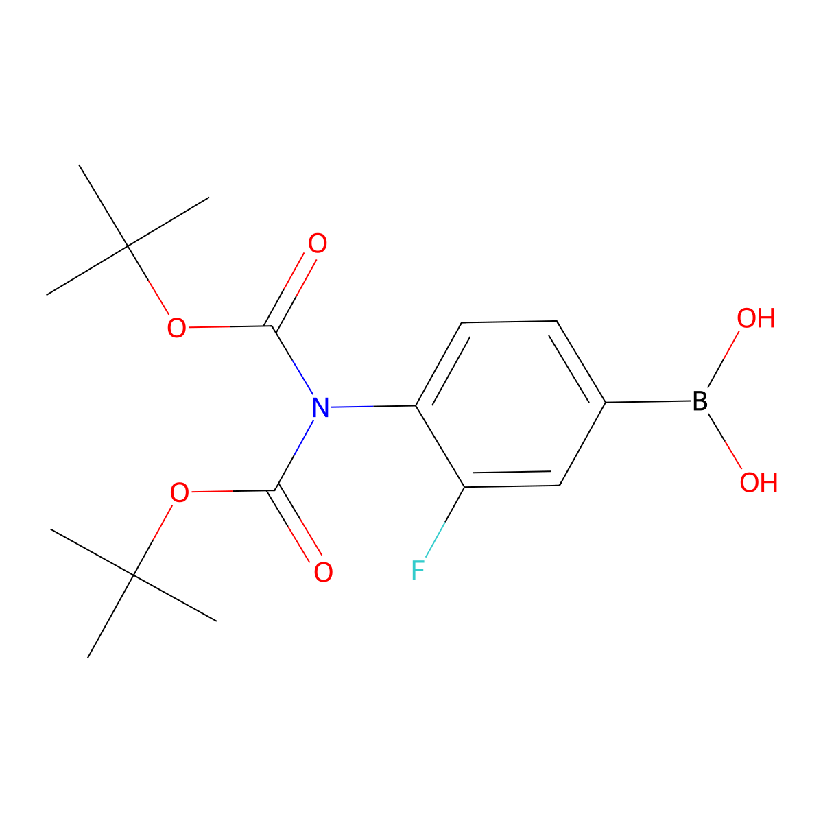 4-Bis(N-Boc)amino-3-fluorophenylboronic acid molecular structure, CAS 2377609-87-3