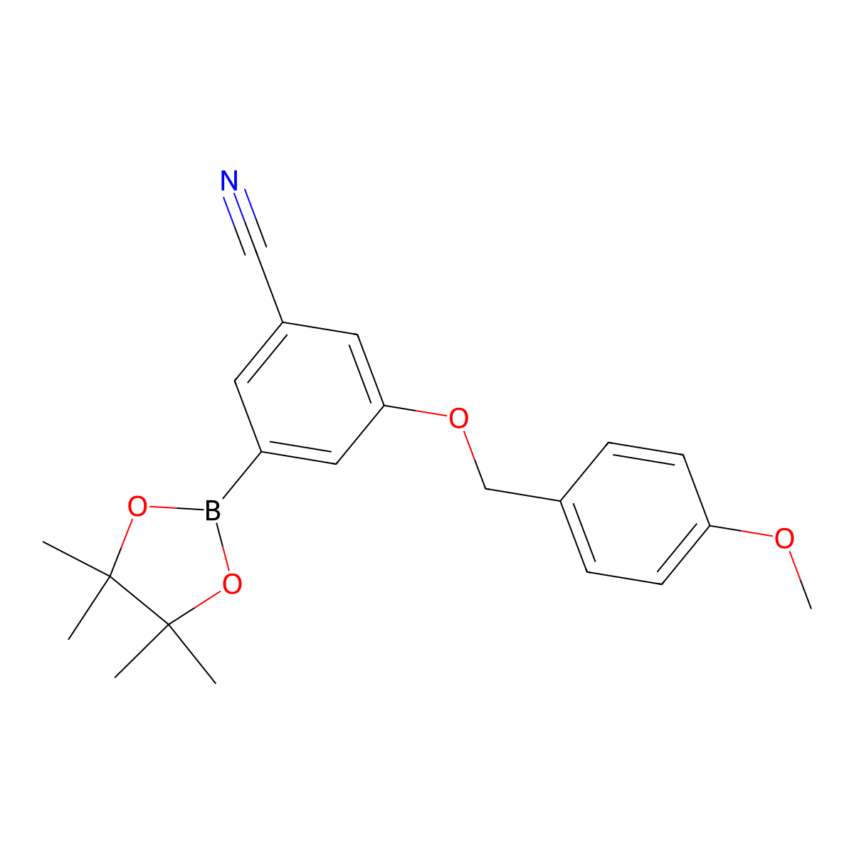3-(4-Methoxy-benzyloxy)-5-(4,4,5,5-tetramethyl-[1,3,2]dioxaborolan-2-yl)-benzonitrile molecular structure, CAS 2377609-88-4