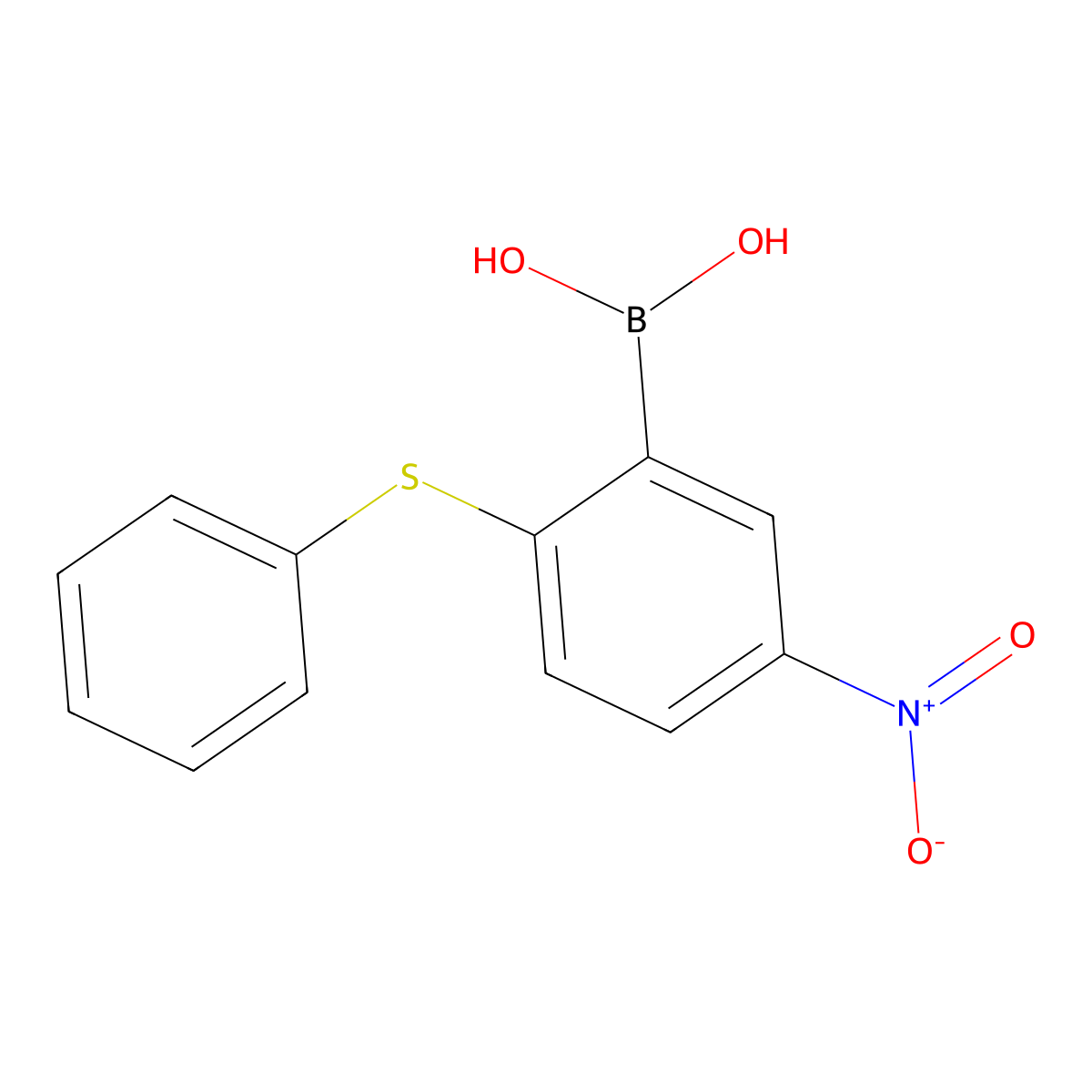 [5-Nitro-2-(phenylsulfanyl)phenyl]boronic acid molecular structure, CAS 2377610-11-0