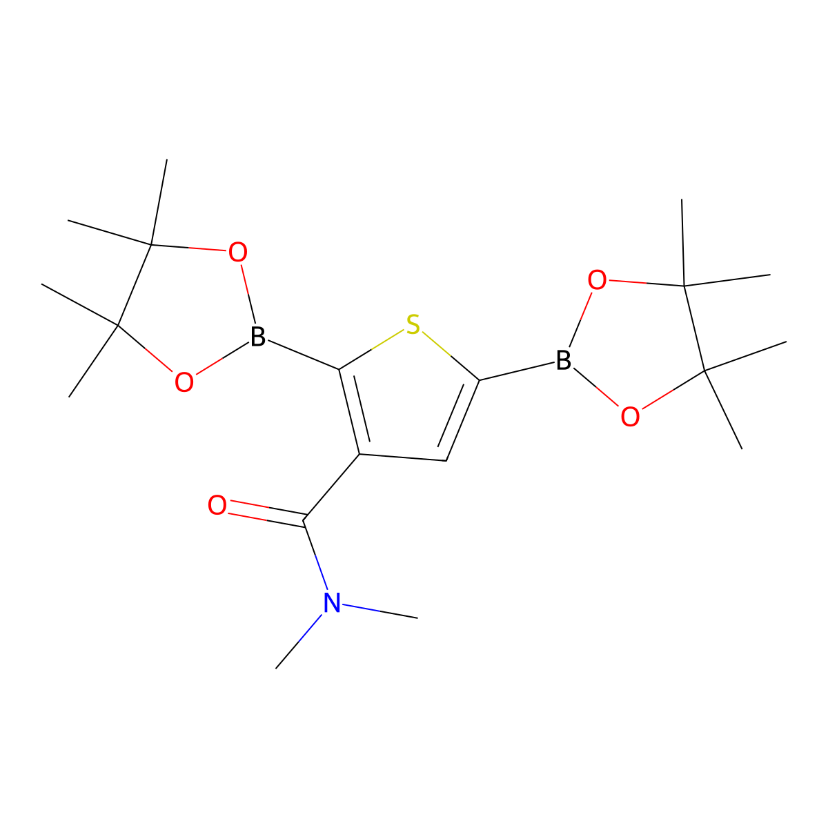 3-(Dimethylaminocarbonyl)thiopene-2,5-diboronic acid pinacol ester molecular structure, CAS 2377610-14-3