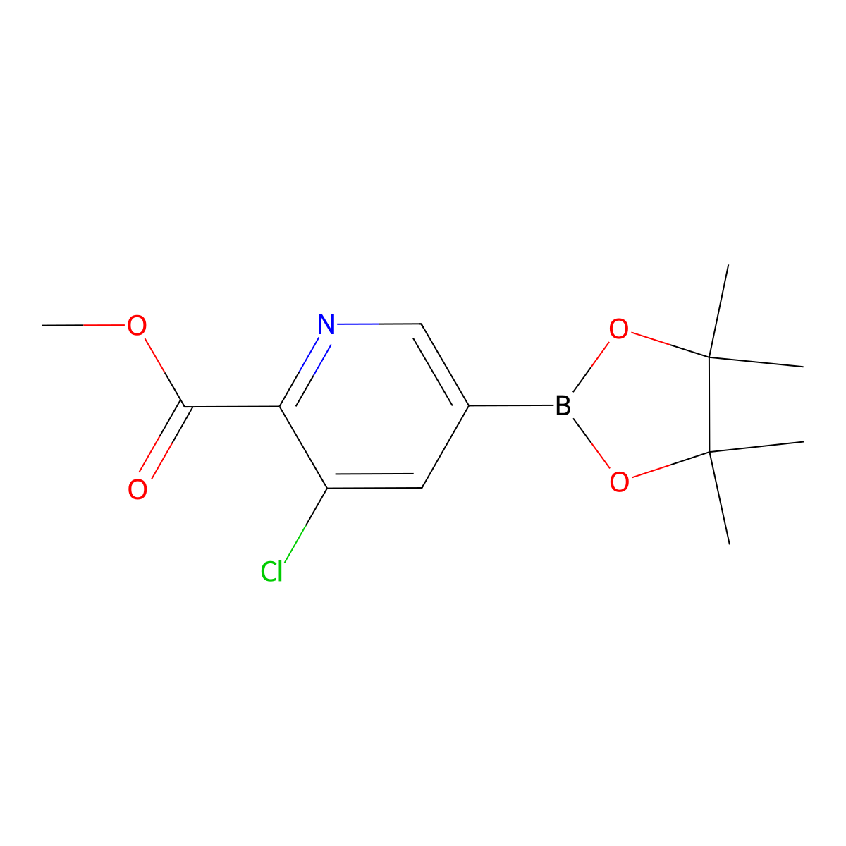 Methyl 3-chloro-5-(4,4,5,5-tetramethyl-1,3,2-dioxaborolan-2-YL)picolinate molecular structure, CAS 2377610-23-4
