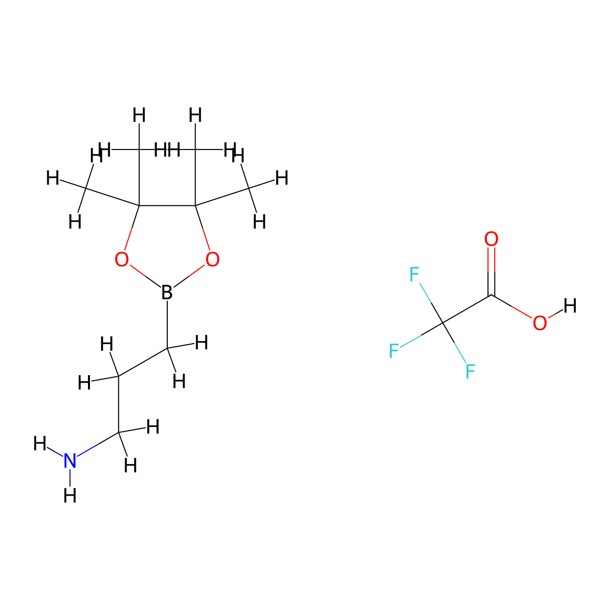 3-(Tetramethyl-1,3,2-dioxaborolan-2-yl)propan-1-amine; trifluoroacetic acid salt molecular structure, CAS 2377610-25-6