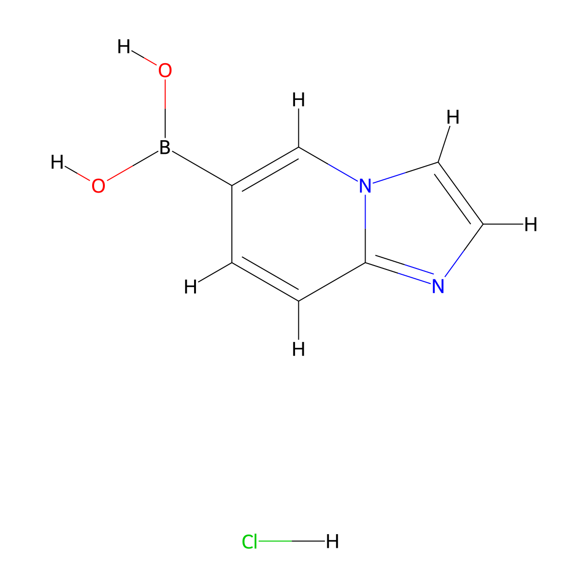 Imidazo[1,2-a]pyridine-6-boronic acid hydrochloride molecular structure, CAS 2377610-26-7