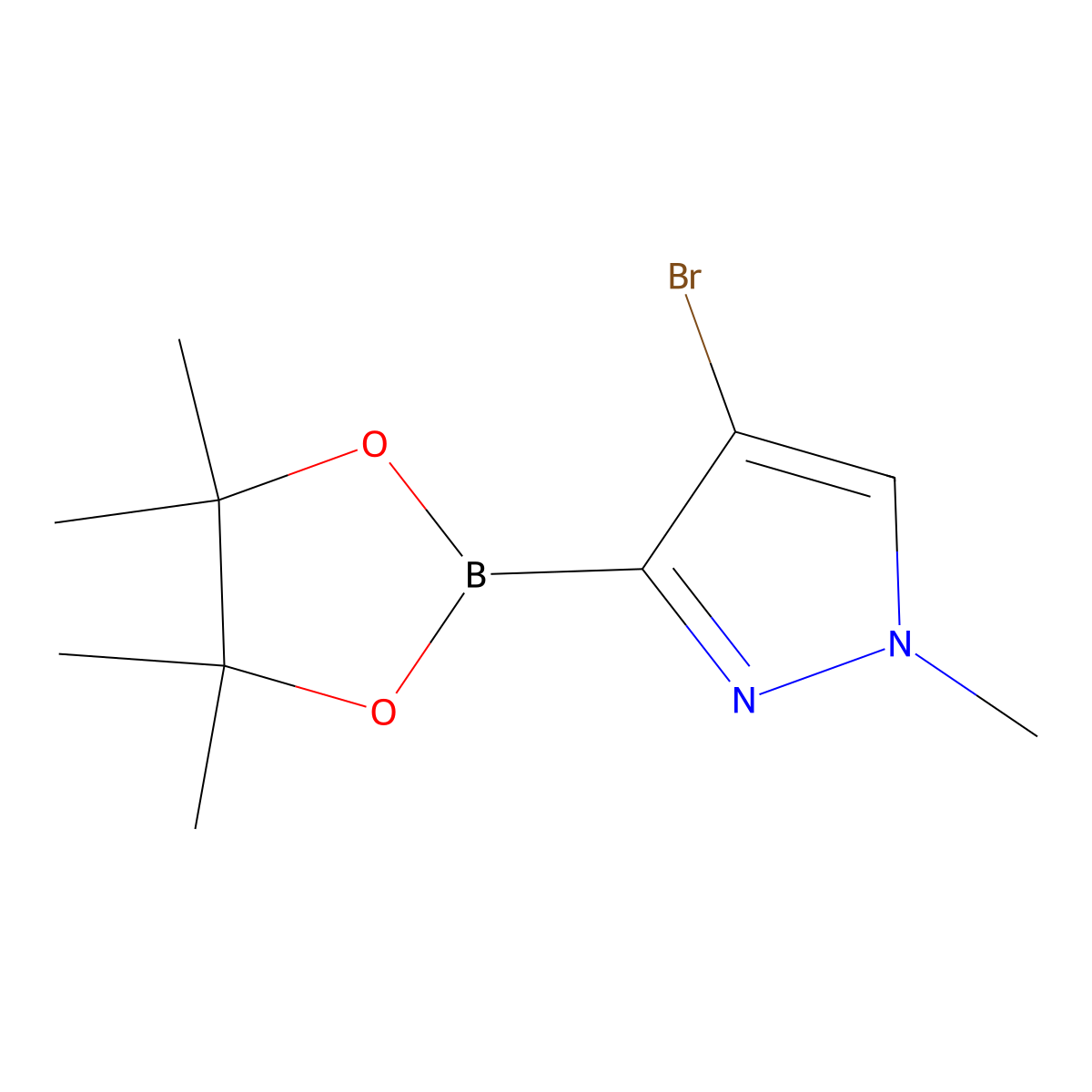 4-Bromo-1-methyl-3-(tetramethyl-1,3,2-dioxaborolan-2-yl)pyrazole molecular structure, CAS 2377610-33-6