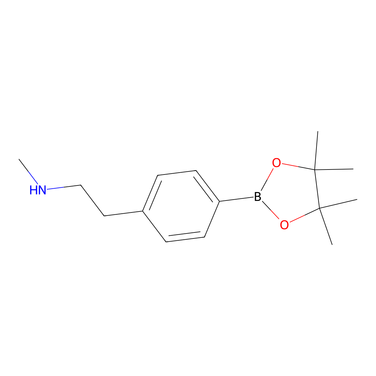 Methyl([2-[4-(tetramethyl-1,3,2-dioxaborolan-2-yl)phenyl]ethyl])amine molecular structure, CAS 2377610-45-0