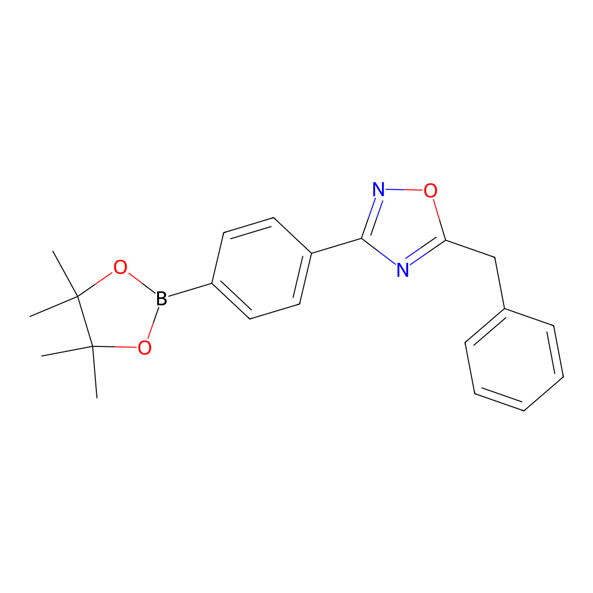 4-(5-Benzyl-1,2,4-oxadiazol-3-yl)phenylboronic acid pinacol ester molecular structure, CAS 2377610-48-3