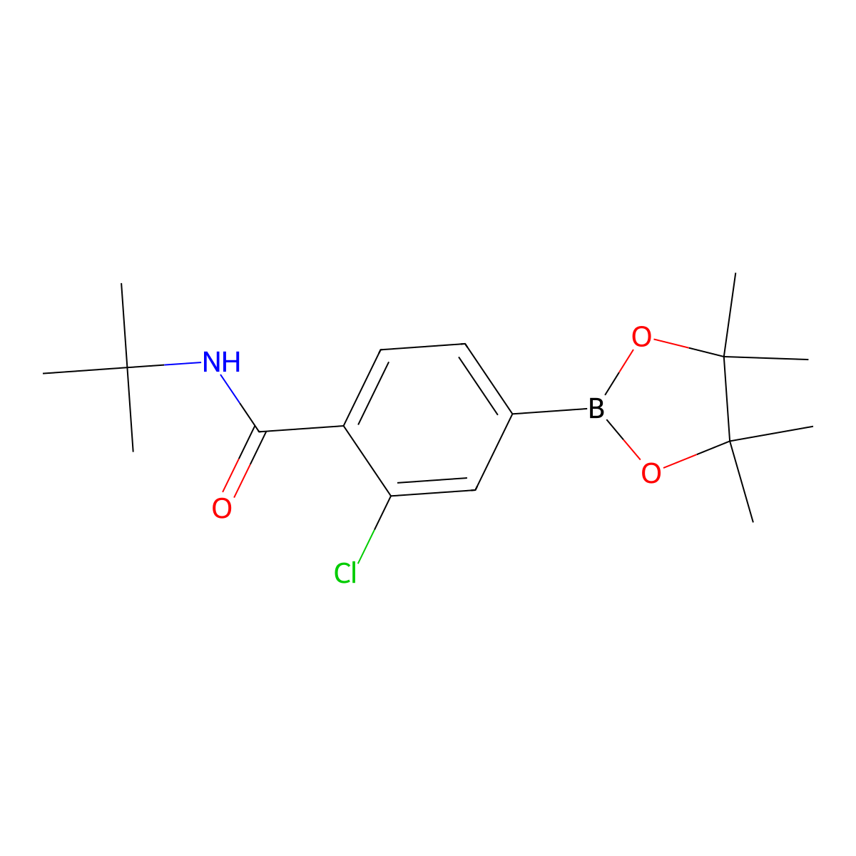 N-tert-Butyl-2-chloro-4-(tetramethyl-1,3,2-dioxaborolan-2-yl)benzamide molecular structure, CAS 2377610-51-8