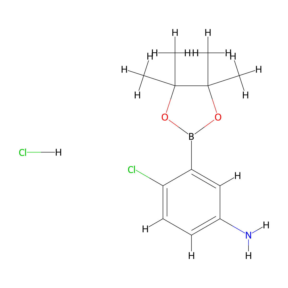 4-Chloro-3-(4,4,5,5-tetramethyl-1,3,2-dioxaborolan-2-yl)aniline hydrochloride molecular structure, CAS 2377610-52-9