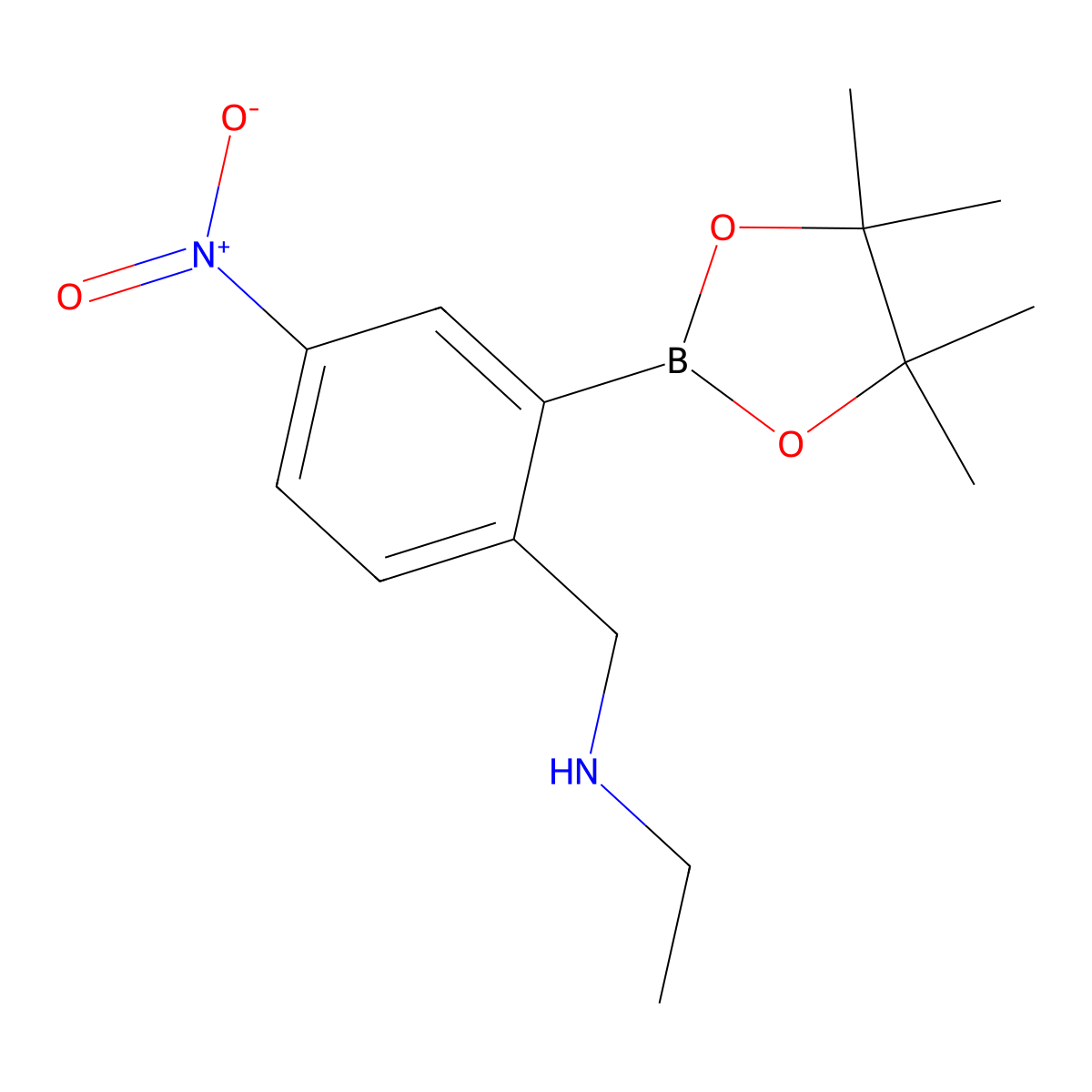 2-Ethylaminomethyl-5-nitrophenylboronic acid,pinacol ester molecular structure, CAS 2377610-58-5