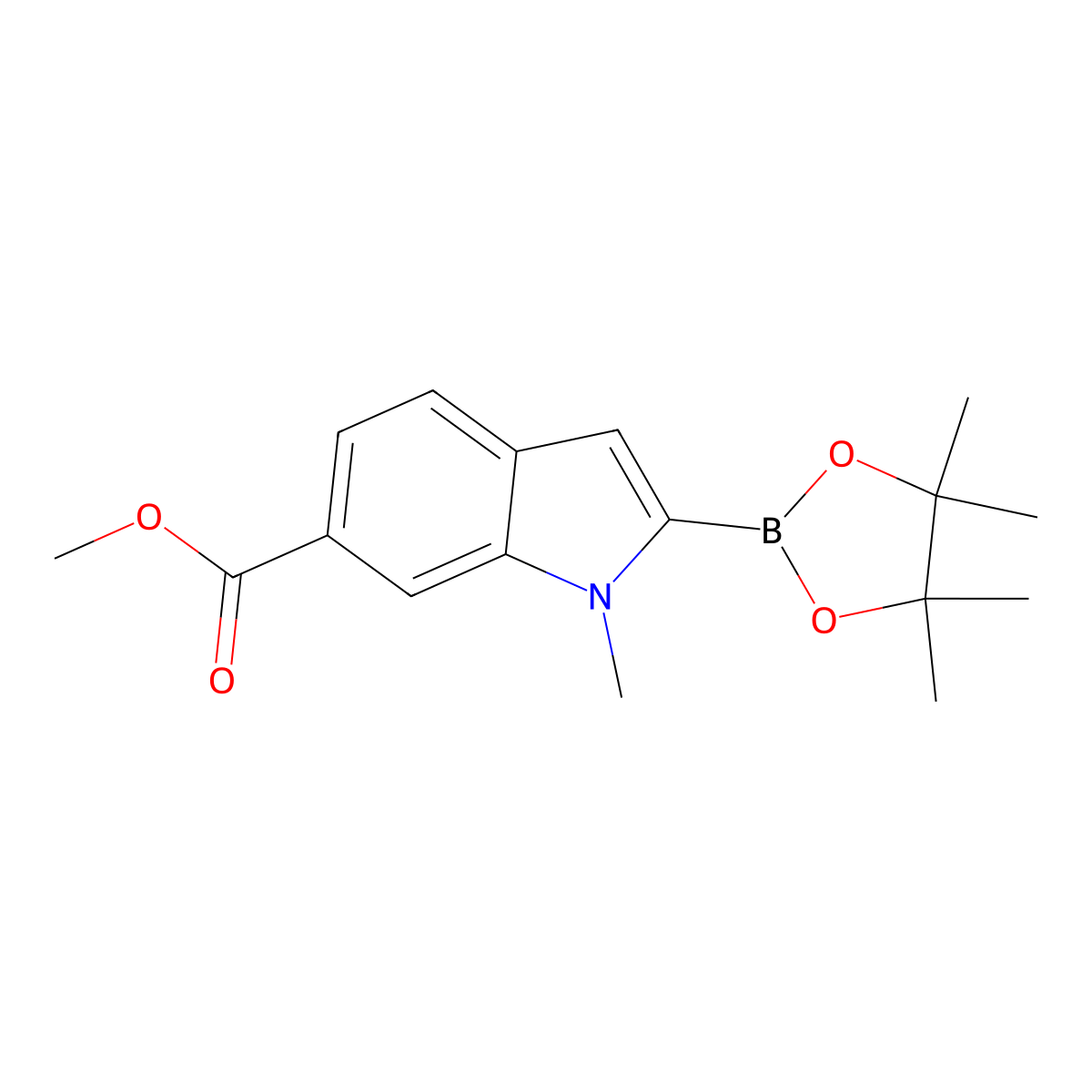 1-Methyl-6-(methoxycarbonyl)indole-2-boronic acid pinacol ester molecular structure, CAS 2377610-60-9