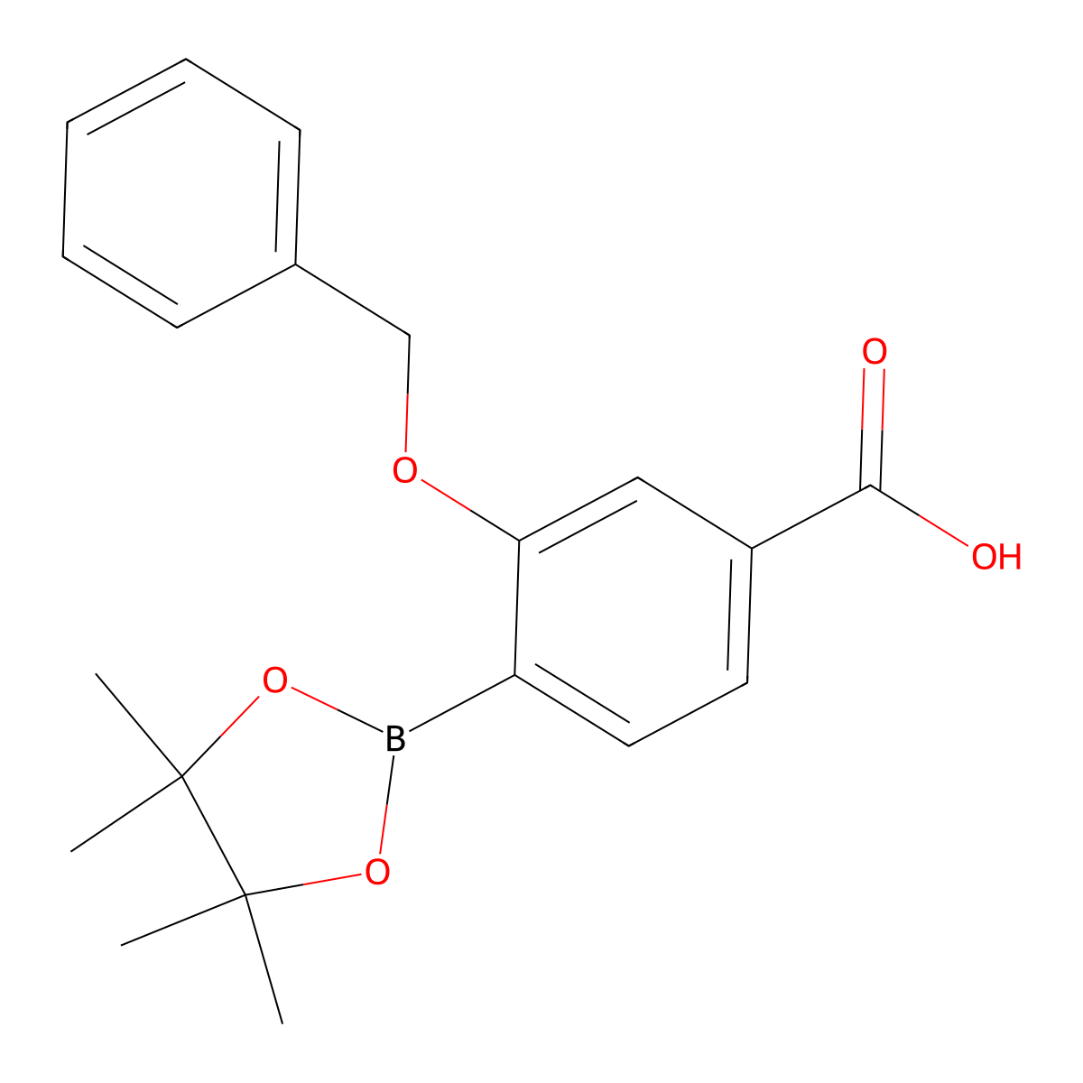 3-(Benzyloxy)-4-(tetramethyl-1,3,2-dioxaborolan-2-yl)benzoic acid molecular structure, CAS 2377610-61-0