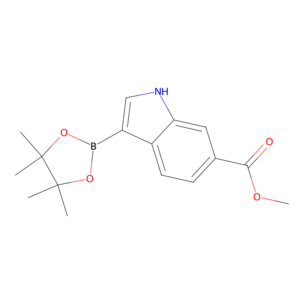 Methyl 3-(4,4,5,5-tetramethyl-1,3,2-dioxaborolan-2-yl)-1H-indole-6-carboxylate molecular structure, CAS 2377610-62-1