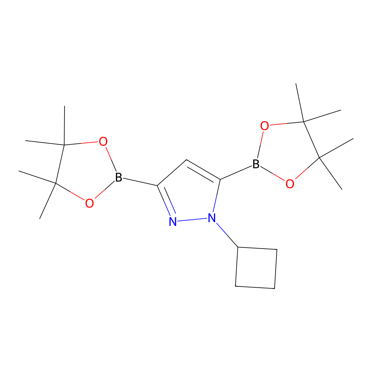 1-Cyclobutyl-1H-pyrazole-3,5-diboronic acid pinacol ester molecular structure, CAS 2377610-66-5