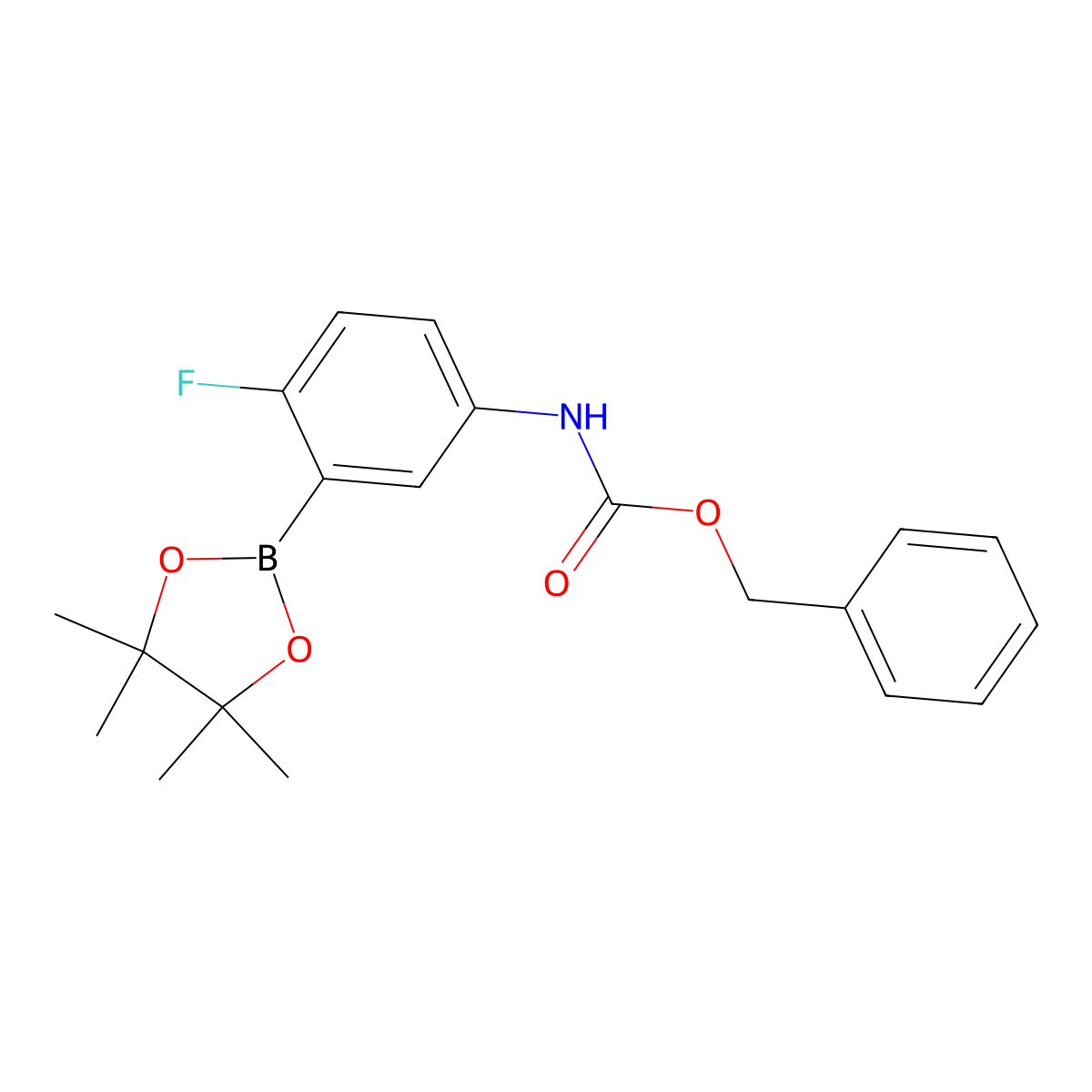 BEnzyl N-[4-fluoro-3-(tetramethyl-1,3,2-dioxaborolan-2-yl)phenyl]carbamate molecular structure, CAS 2377610-77-8