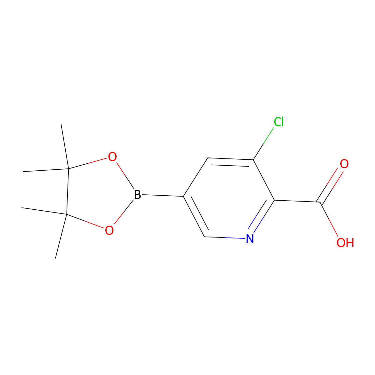 3-Chloro-5-(tetramethyl-1,3,2-dioxaborolan-2-yl)pyridine-2-carboxylic acid molecular structure, CAS 2377610-82-5