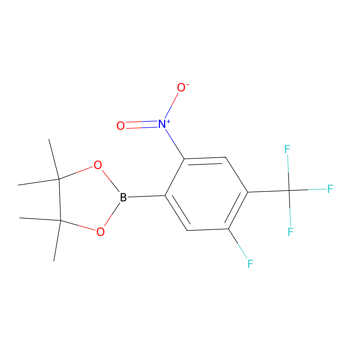 5-Fluoro-2-nitro-4-(trifluoromethyl)phenylboronic acid pinacol ester molecular structure, CAS 2377610-83-6