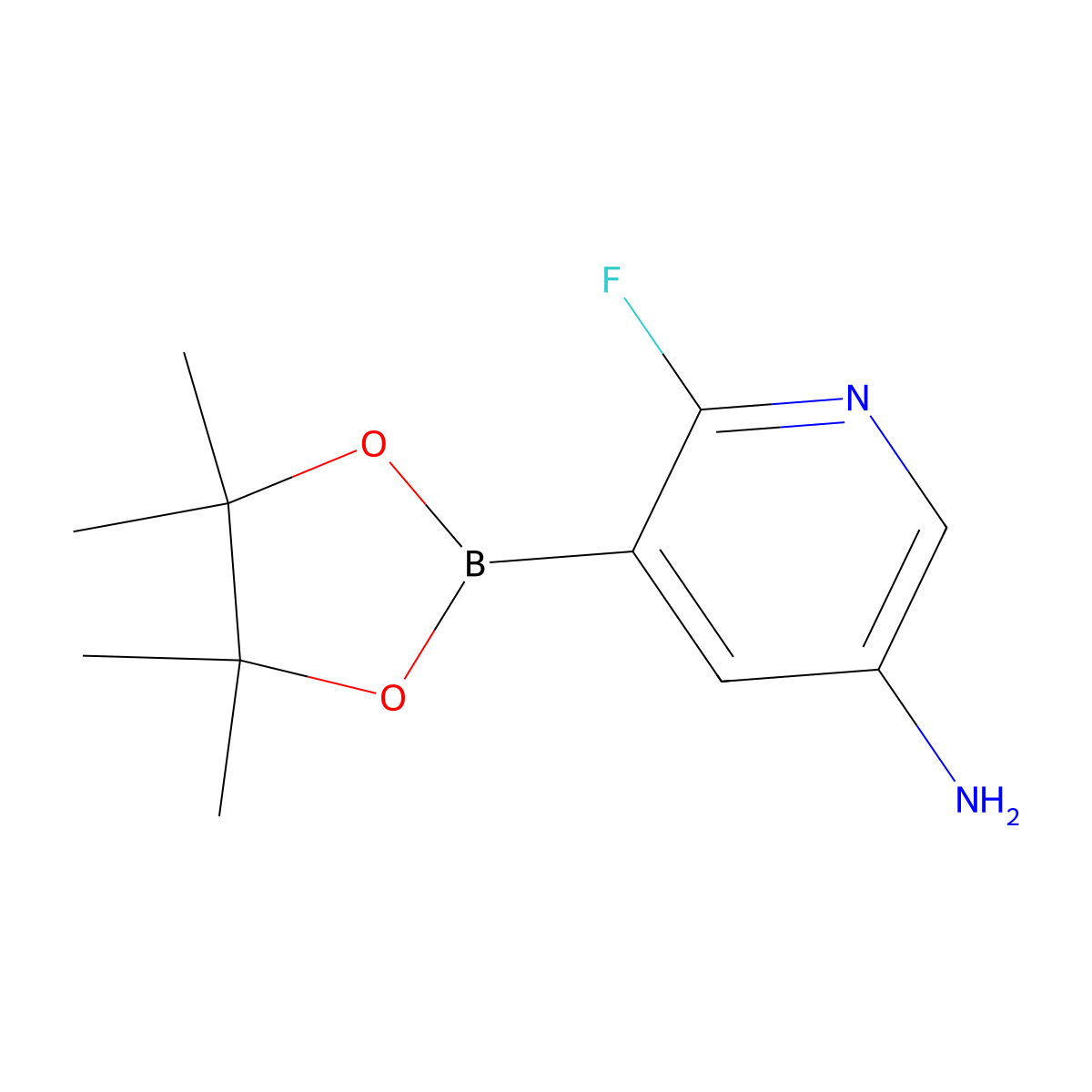 5-Amino-2-fluoropyridine-3-boronic acid pinacol ester molecular structure, CAS 2377610-86-9