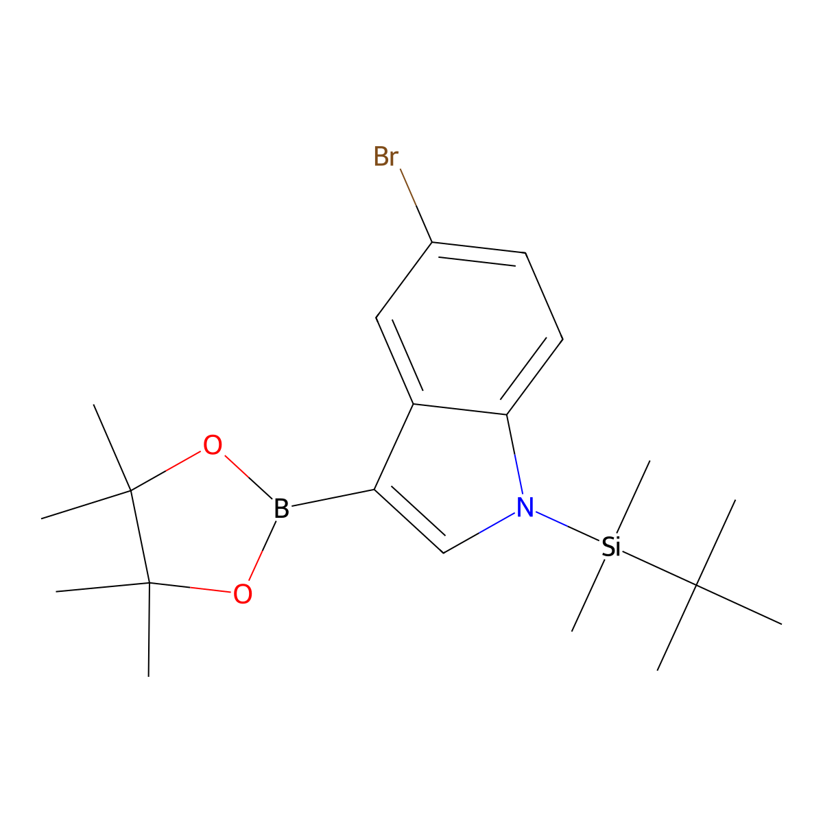 5-Bromo-1-(t-butyldimethylsilyl)indole-3-boronic acid pinacol ester molecular structure, CAS 2377610-88-1