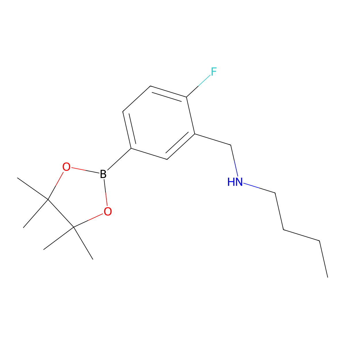 3-(N-Butylaminomethyl)-4-fluorophenylboronic acid pinacol ester molecular structure, CAS 2377610-92-7
